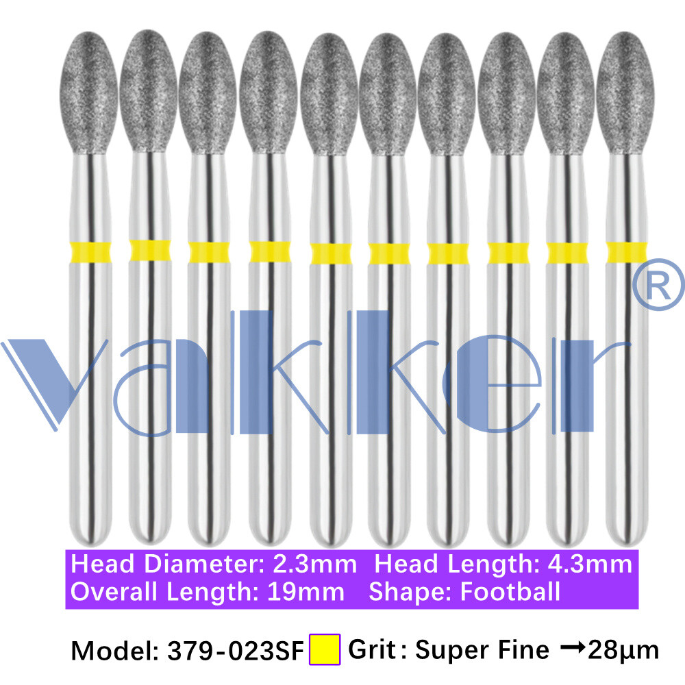 Vakker® 10pc/pk Diamond Burs Egg Diamond Bur Super Fine Medium Coarse