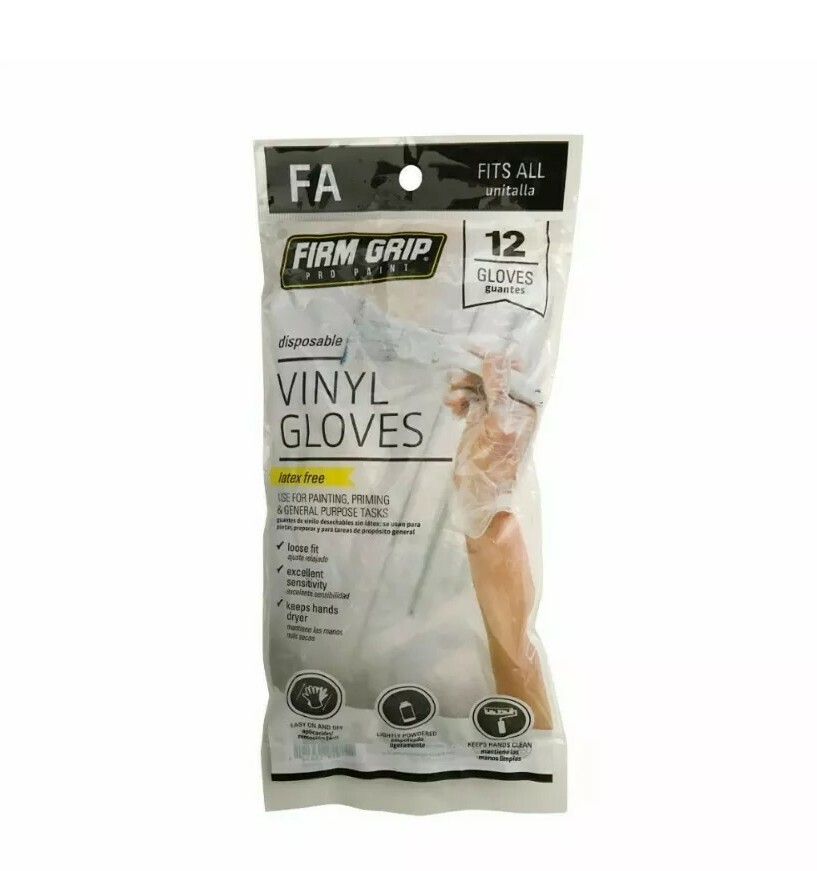 Brand new FIRM GRIP Pro Paint Disposable Vinyl Gloves ( 12 gloves )