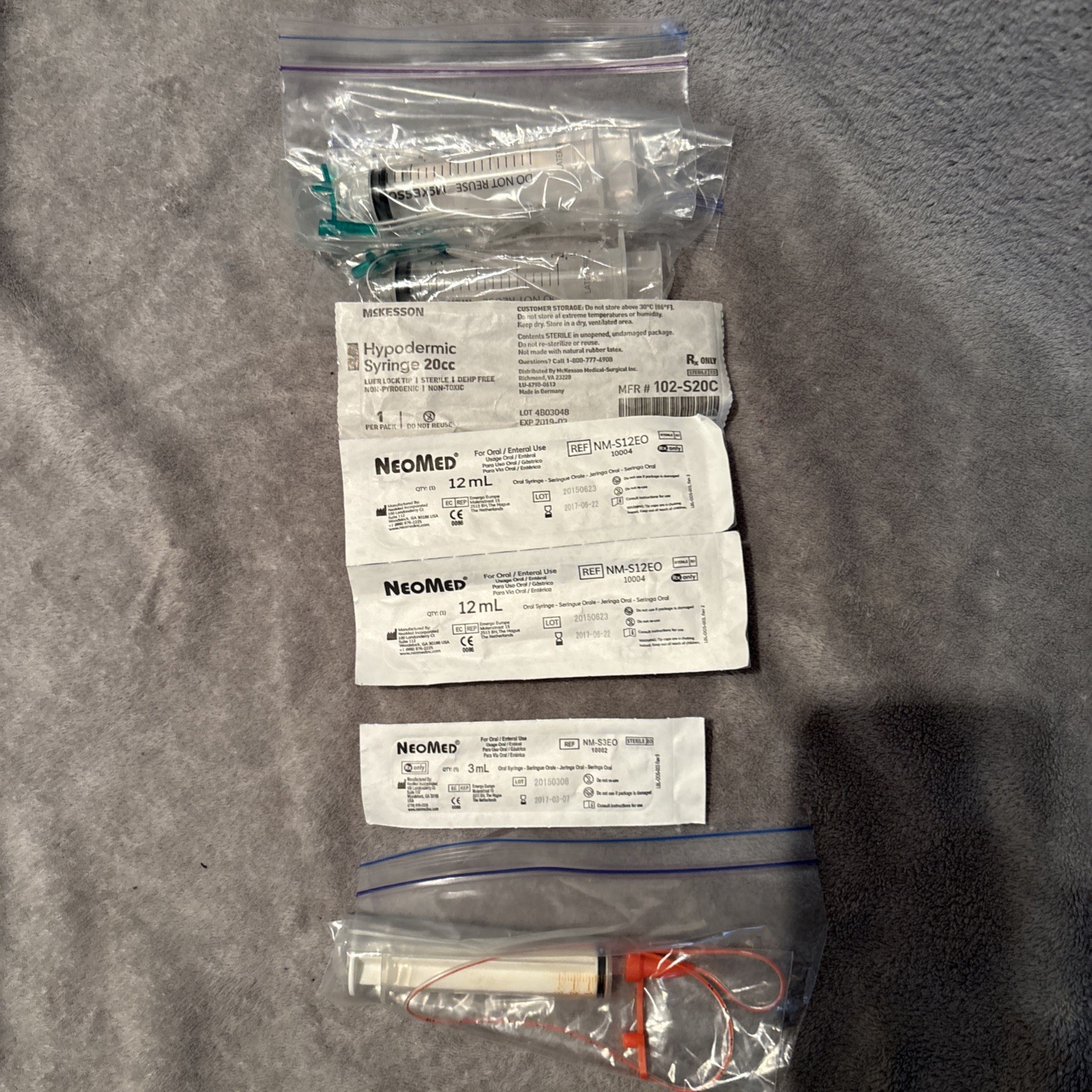 Lot Of 7 Neomed Oral Syringe with EnFit connector 12mL (2) 20mL(3) 3 mL(2)🔥‼️