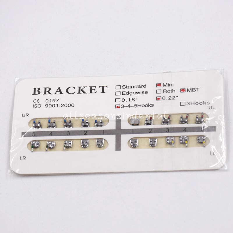 1 Bag Dental Orthodontic Metal Brackets Braces Mini Slot.018/022 No/3 /345 Hooks