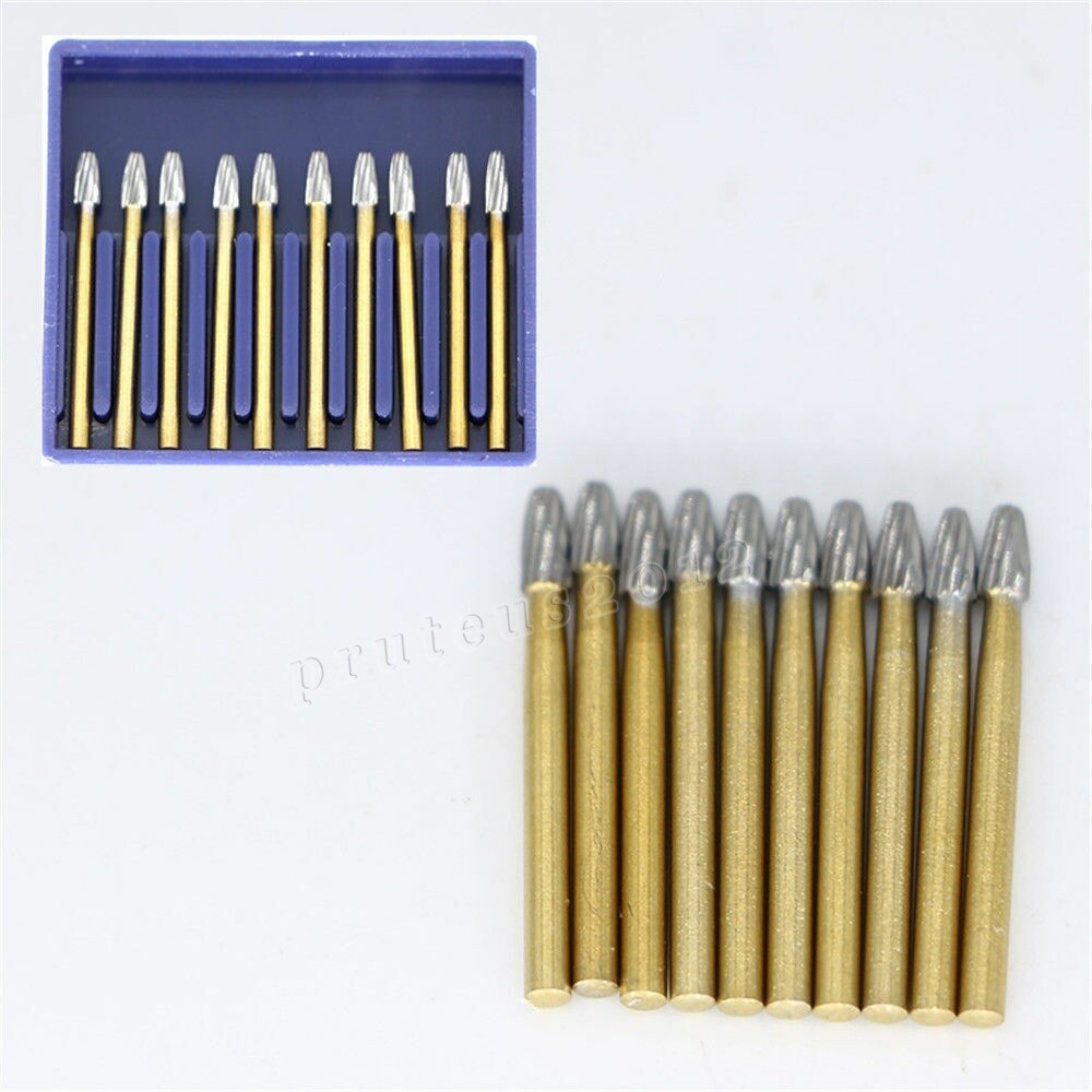 10 Pcs FG 7404 Dental Trimming & Finishing Carbide Burs For High Speed Handpiece