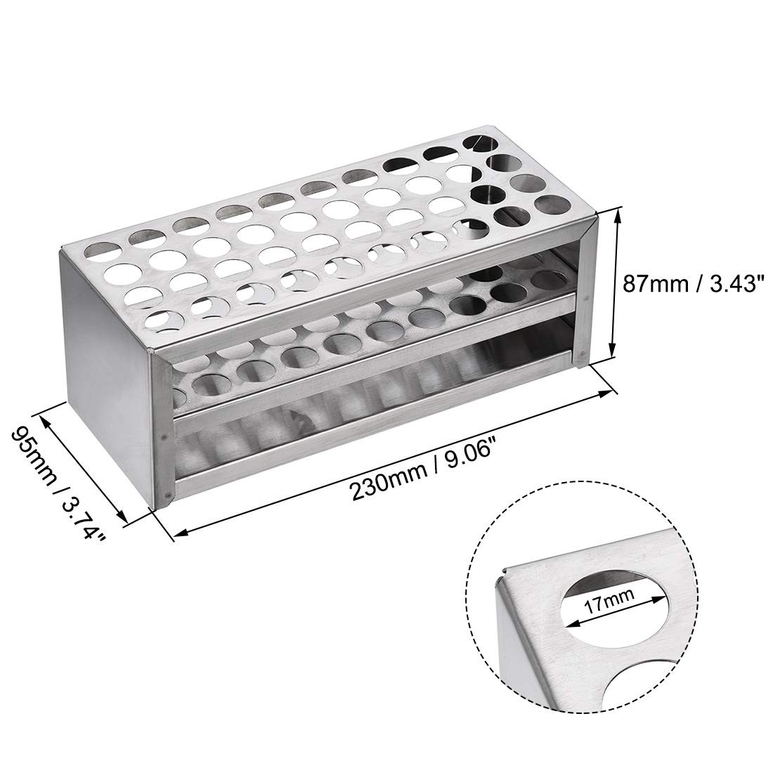 uxcell 304 Stainless Steel Test Tube Holder Lab Stand Rack 40 Hole 3 14-16mm