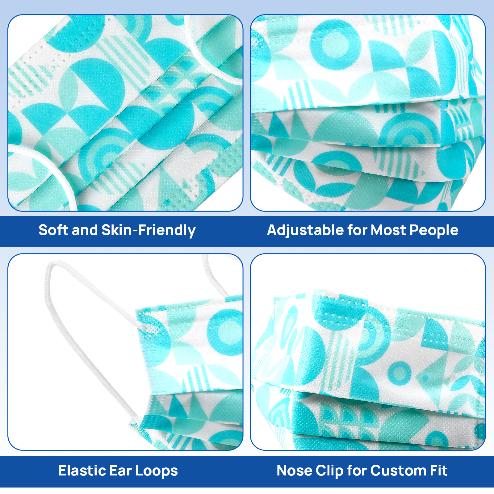 50pcs/box ASTM Medical Respirator Masks Level 3 Four-Layer Adult Size 17.5×9.5cm