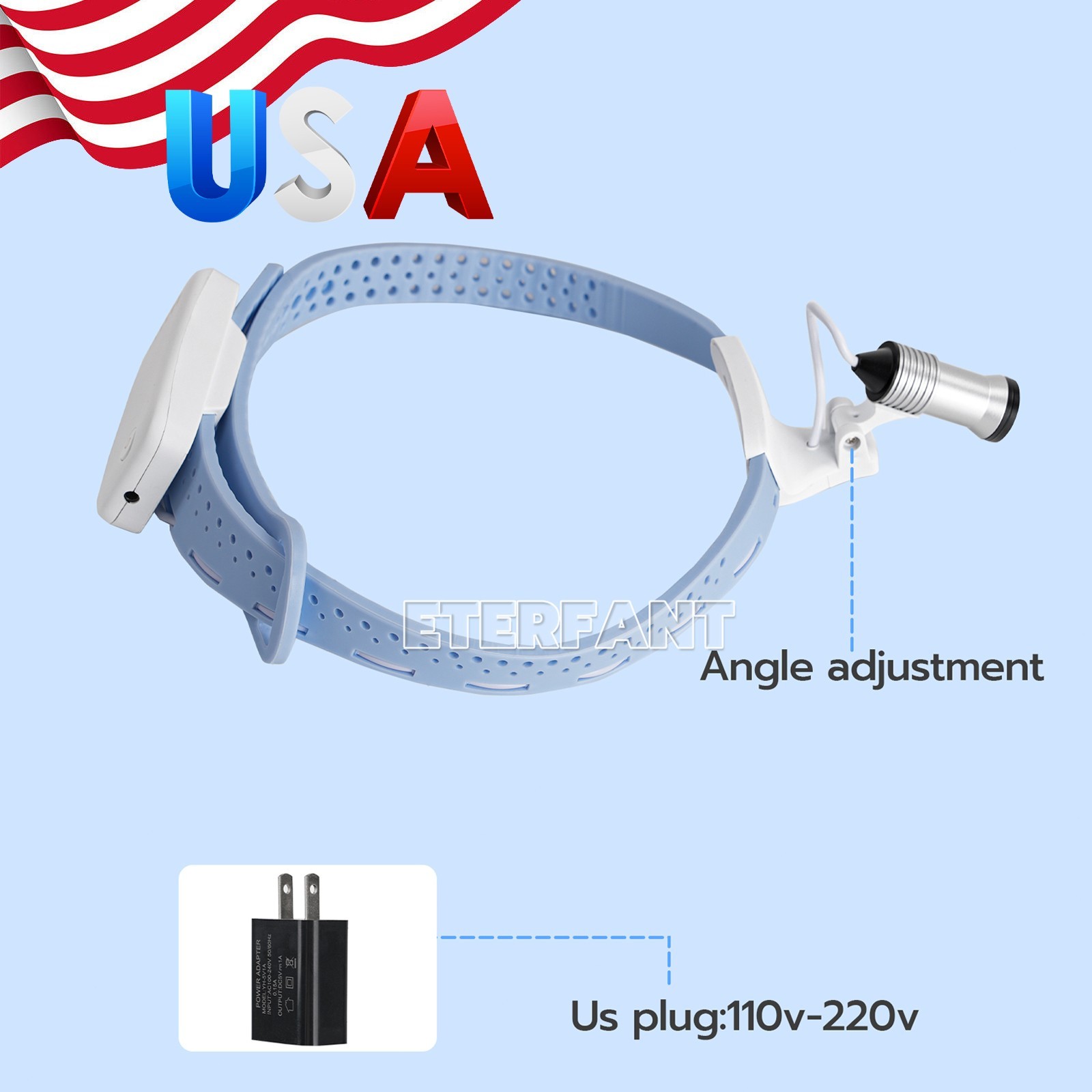 ETERFANT Dental 5W LED Lightweight Headlig Lamp/W/Filter for Binocular Loupe US