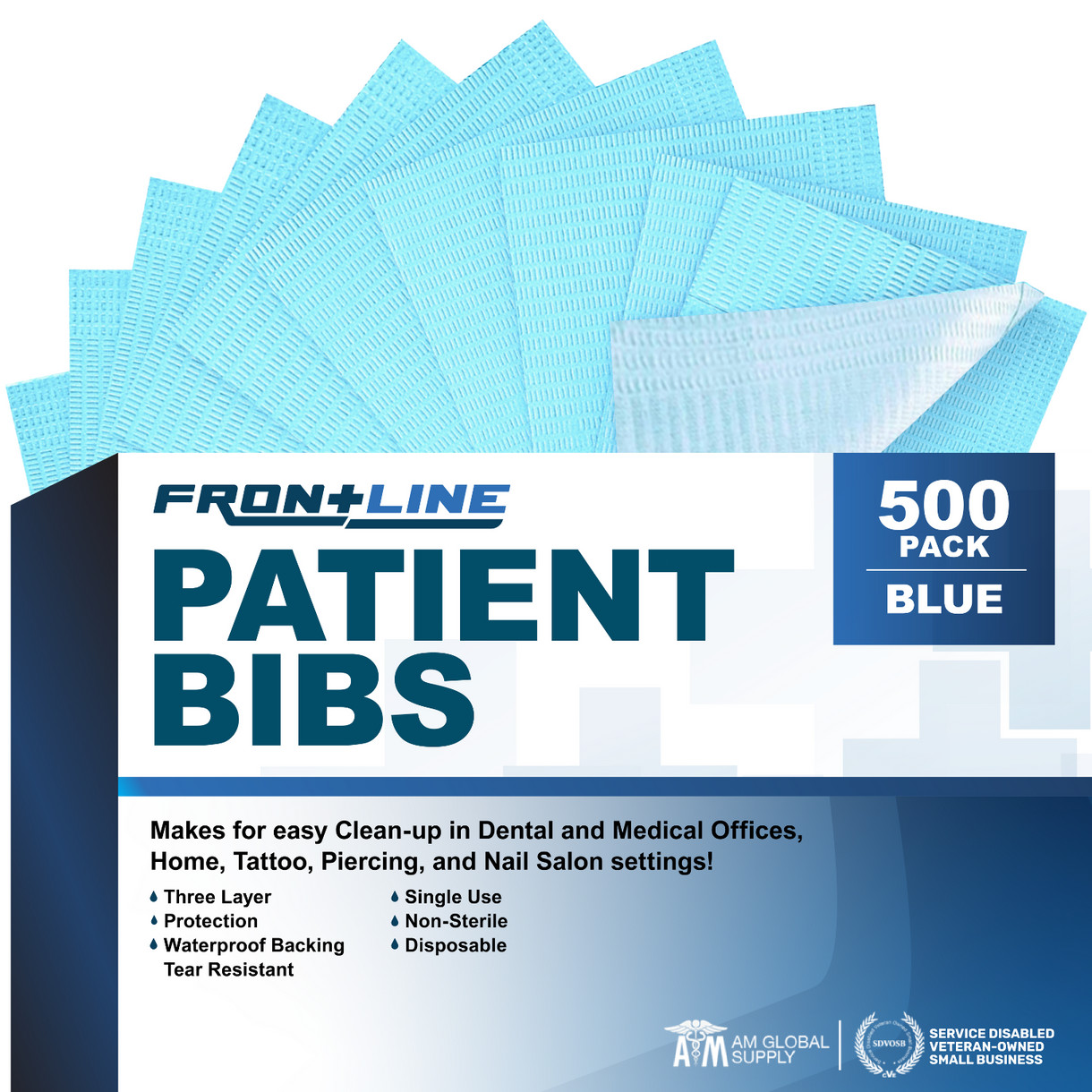 Disposable 3-Ply Dental Bibs 13″x18″ Waterproof Tattoo Medical Salon Use 500Pack