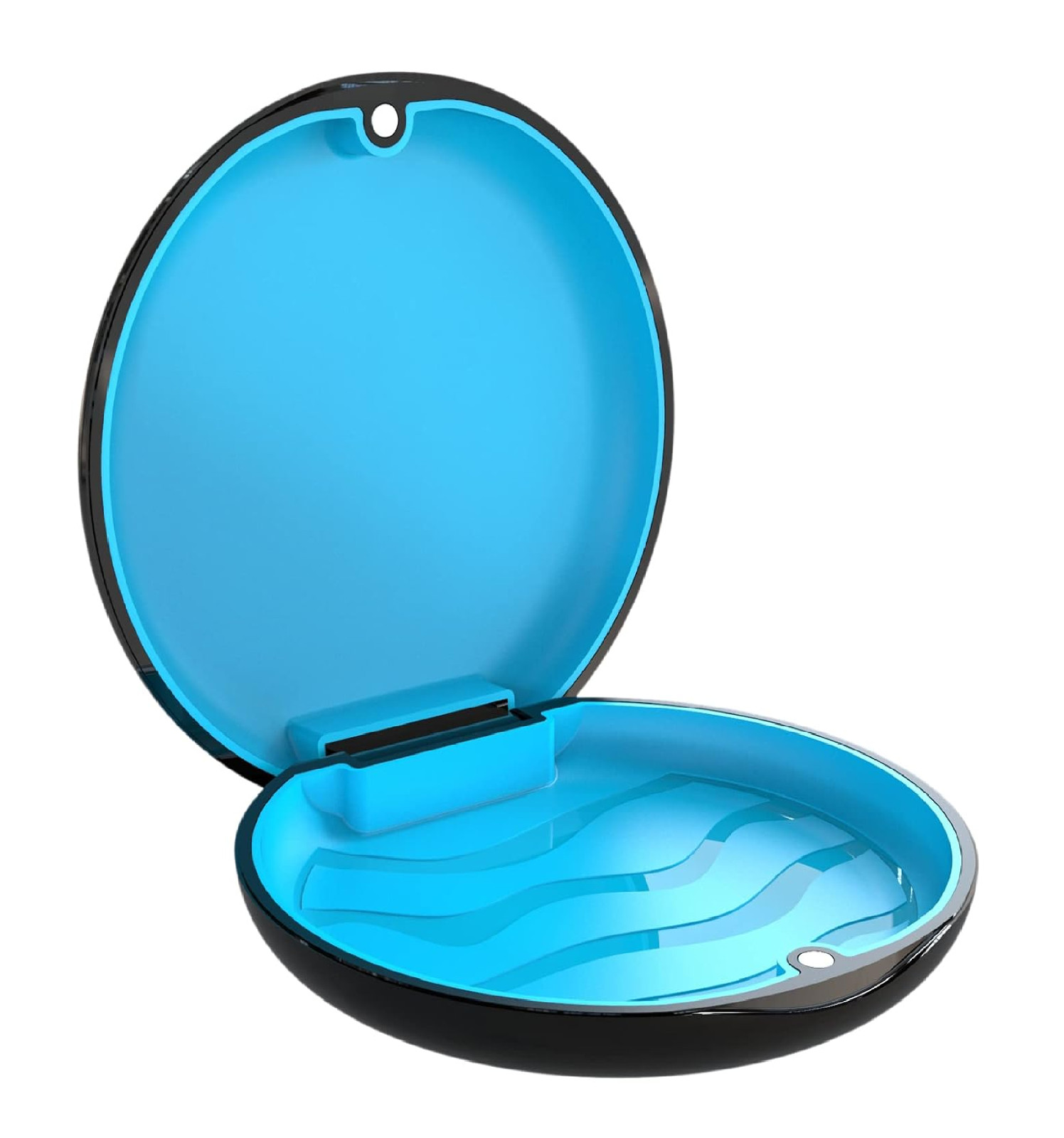 BVN Slim Retainer Case – Circular case, Black shell+blue silicone pad