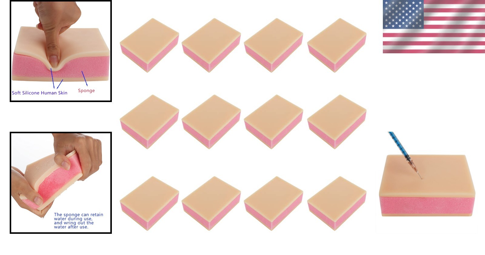 Silicone Skin Injection Training Pad, 12Pcs, Nurse Student Practice