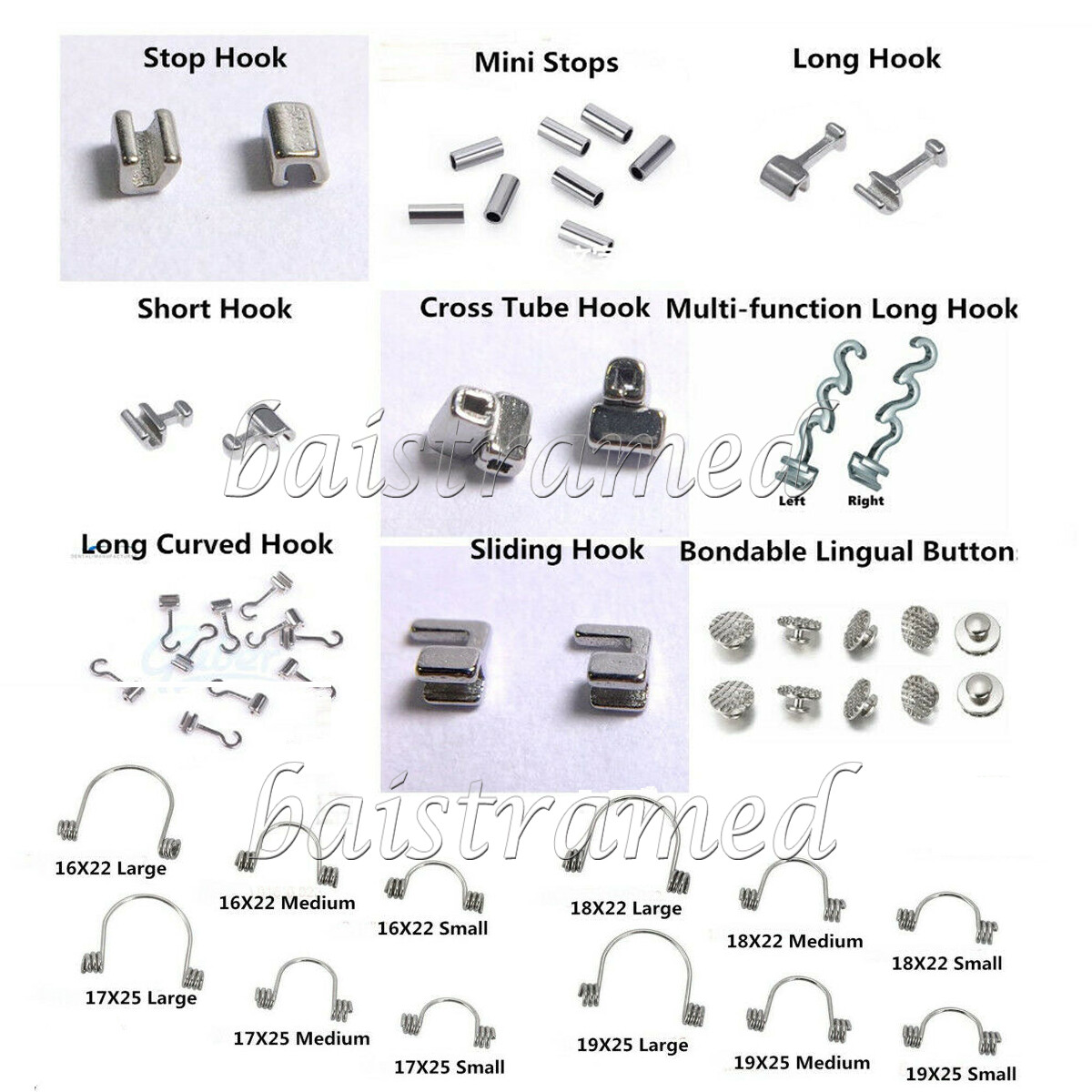 Dental Orthodontic Crimpable Hook Torque Spring Lingual Buttons Long Short Stop