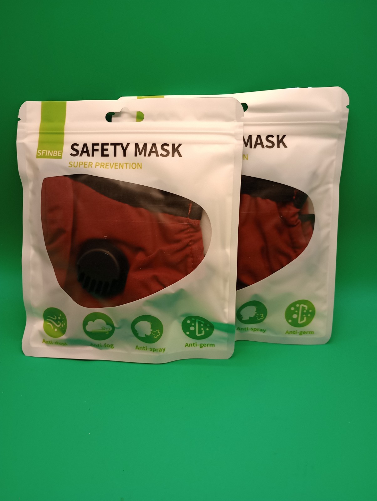 Safety Mask Super Prevention Anti Dust/spray/fog/germs 2 Pack In Red