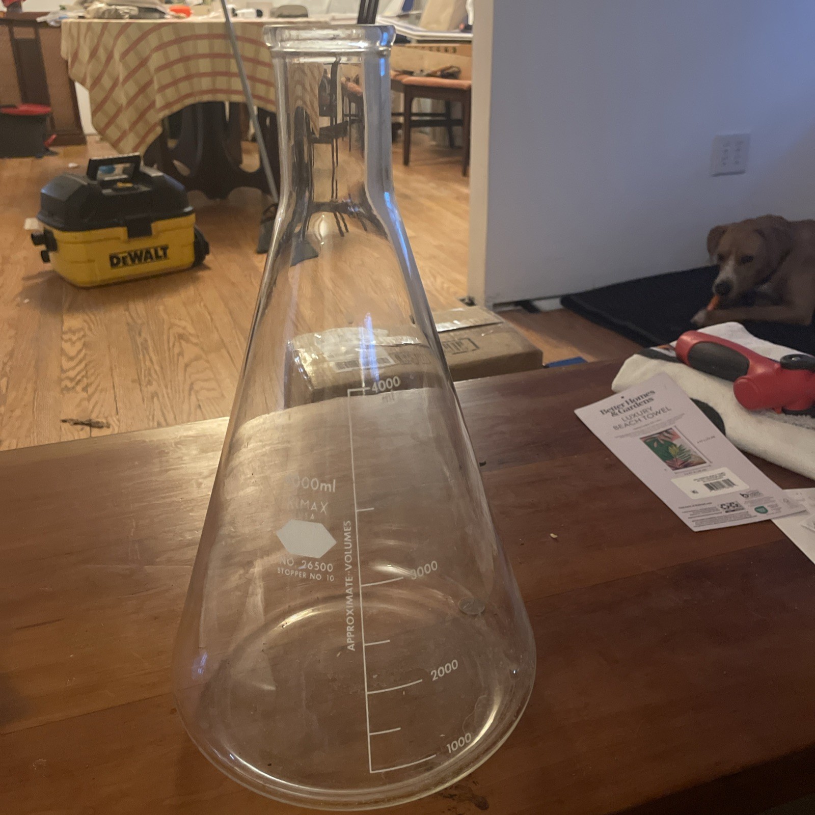 KIMAX 4000mL 4L Glass Graduated Heavy Duty Rim Erlenmeyer Flask 26500 FREE SHIP
