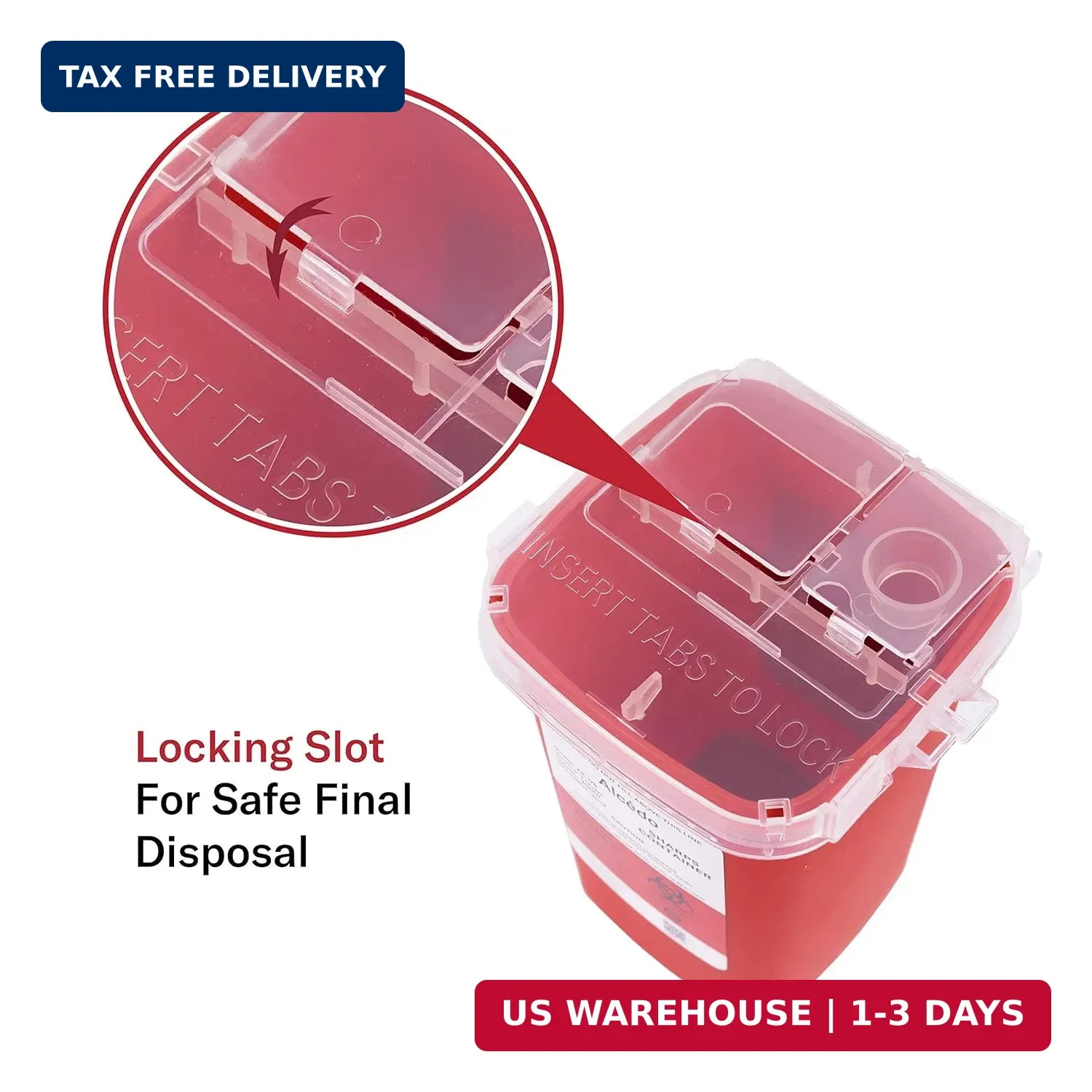 Alcedo Sharps Container for Home Use 1 Quart (1-Pack) | Biohazard Needle and Syr