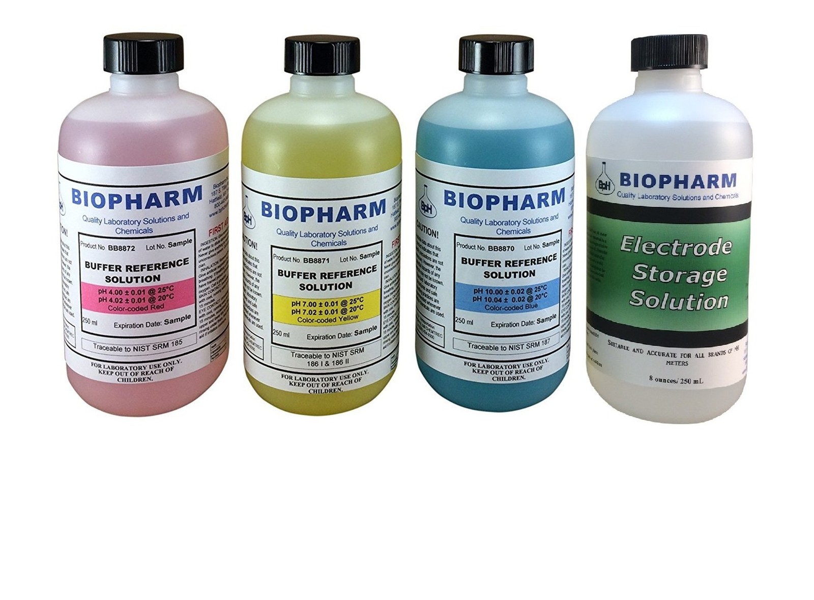 pH Buffer Calibration Solution Kit 4-Pack — 250 mL (8.4 fl oz) Each: pH 4.