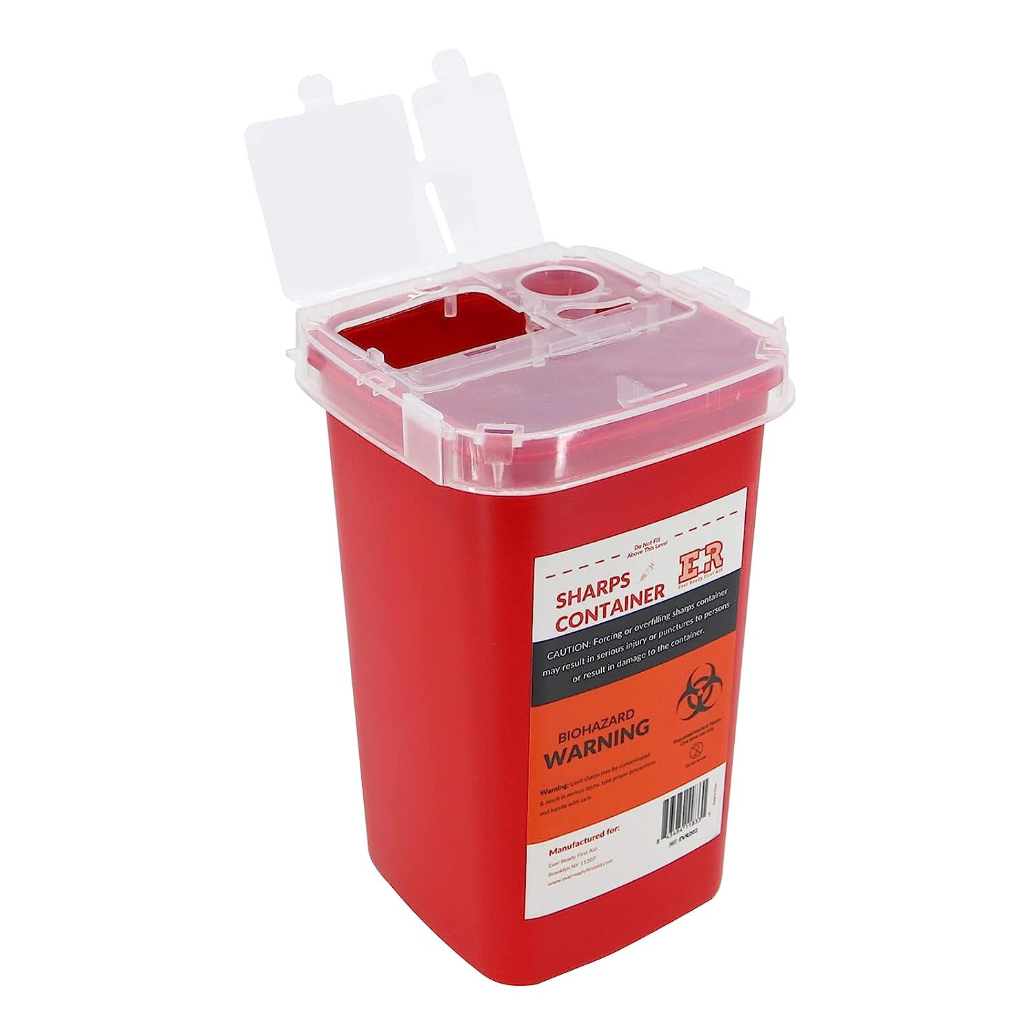 Ever Ready EVR202 Sharps Container Waste Disposal 1 Quarts / 32oz – RED