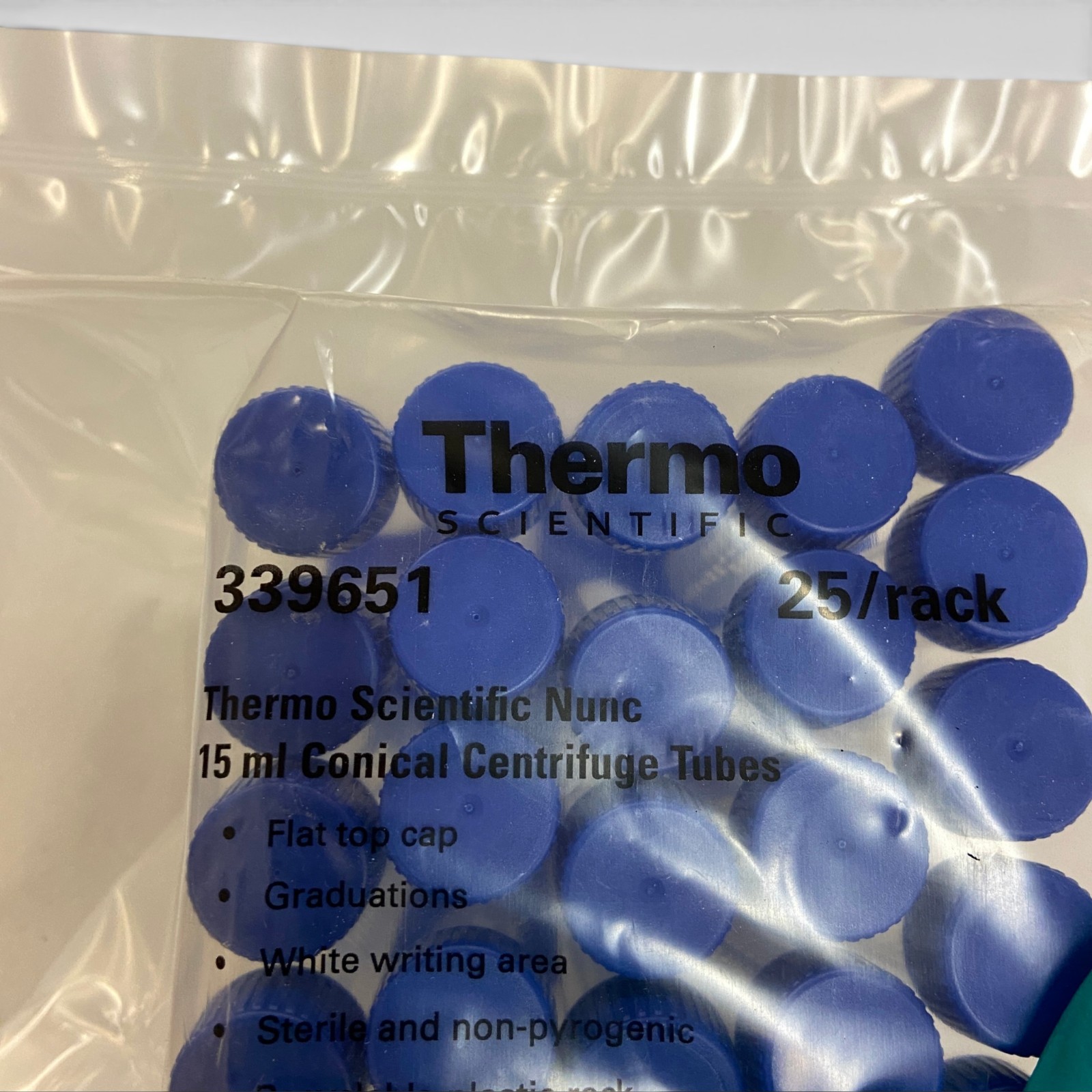 Thermo Scientific Nunc 339651 15ml Conical Centrifuge Tubes Sterile, 25 Pcs