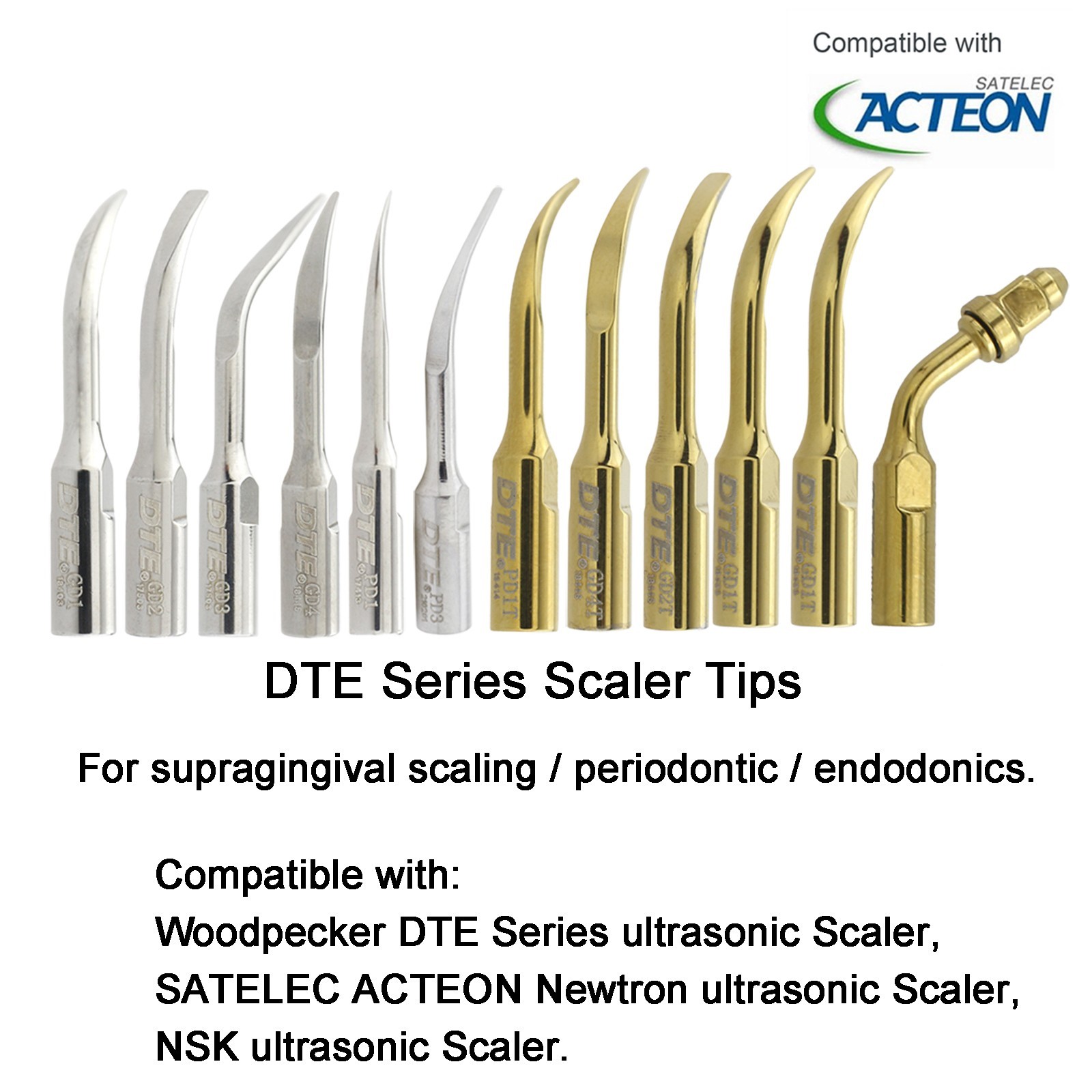 Dental Ultrasonic Scaler ACTEON Tip H3 10X 1S Piezo NEWTRON Slim B.LED Handpiece