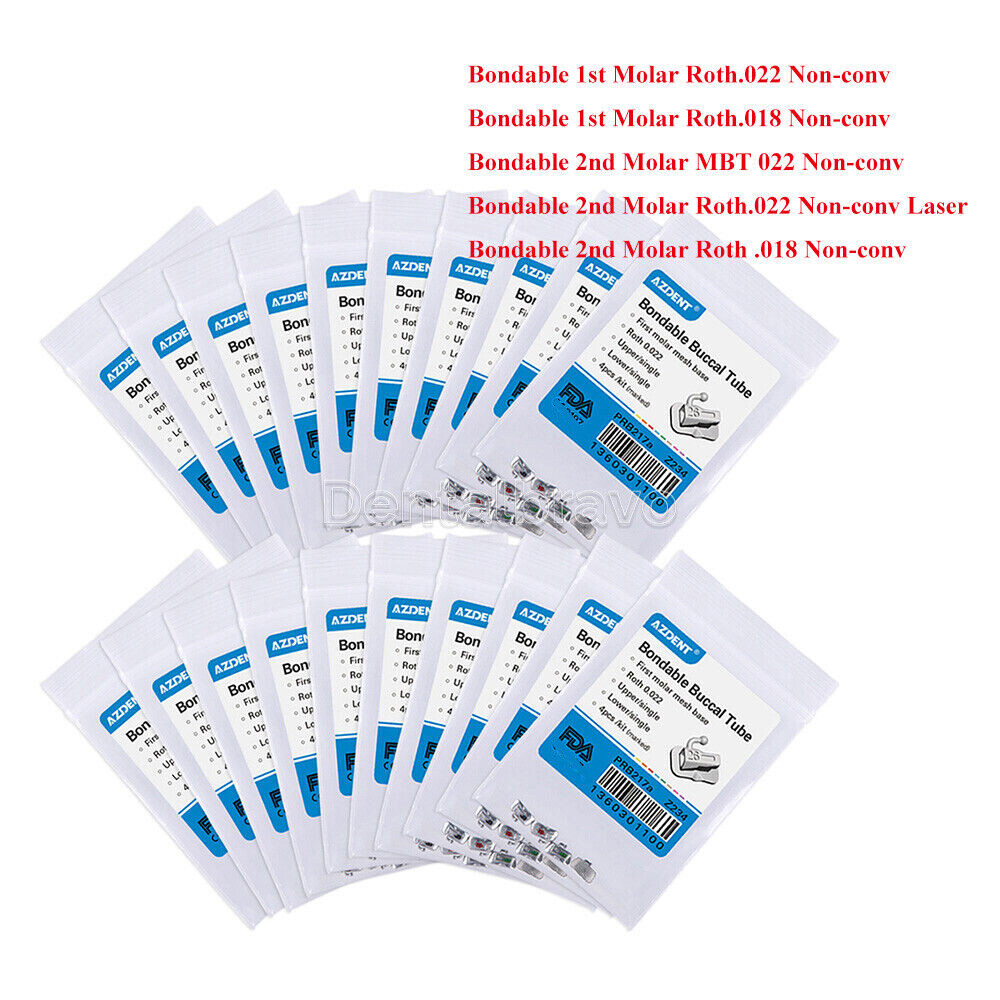 Dental Orthodontics Bondable Buccal Tube 1st/2nd Molar MBT/Roth 022/018 AZDENT