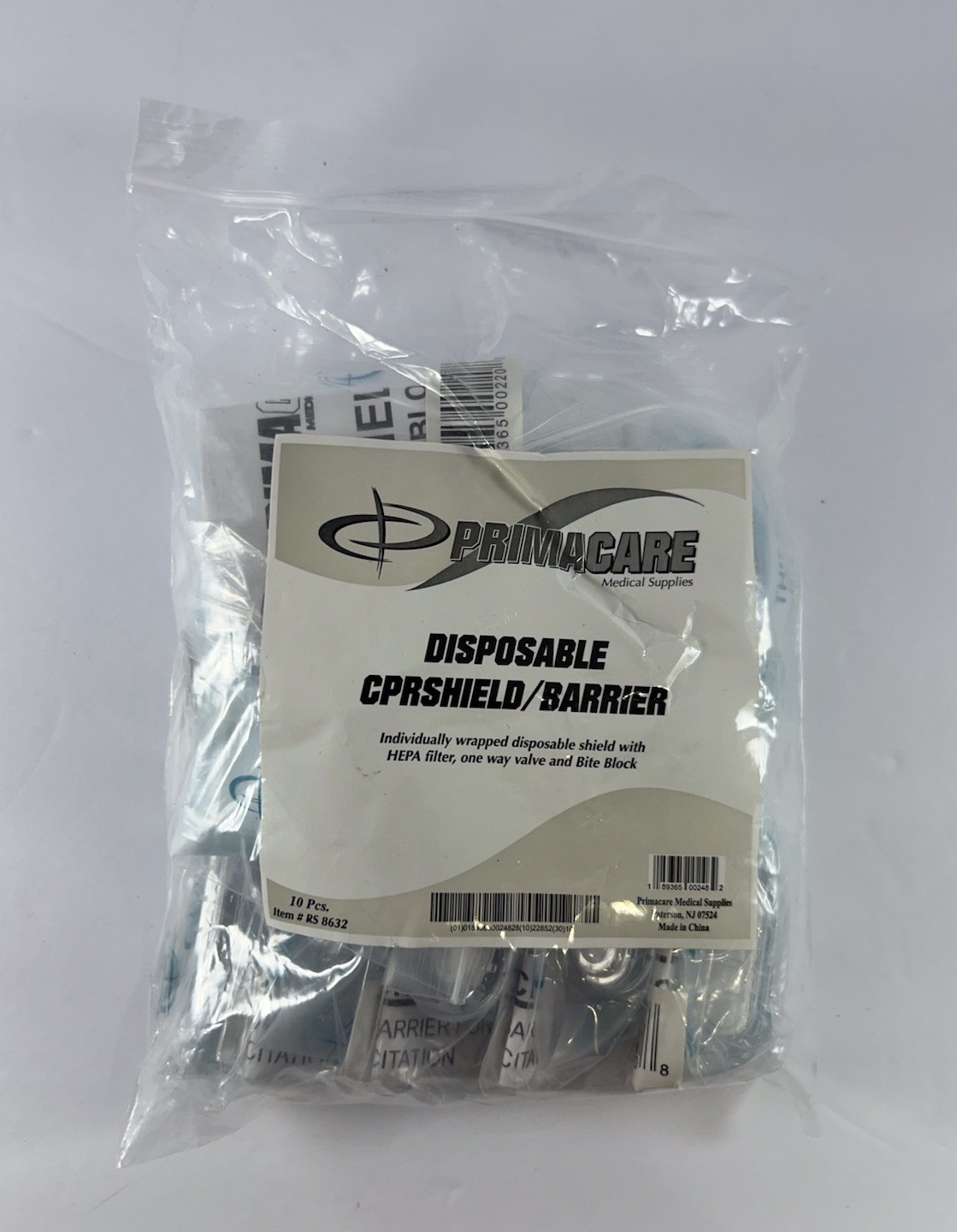 Primacare RS-8632-CS CPR Barrier With One Way Valve Face Shield (Pack of 10)