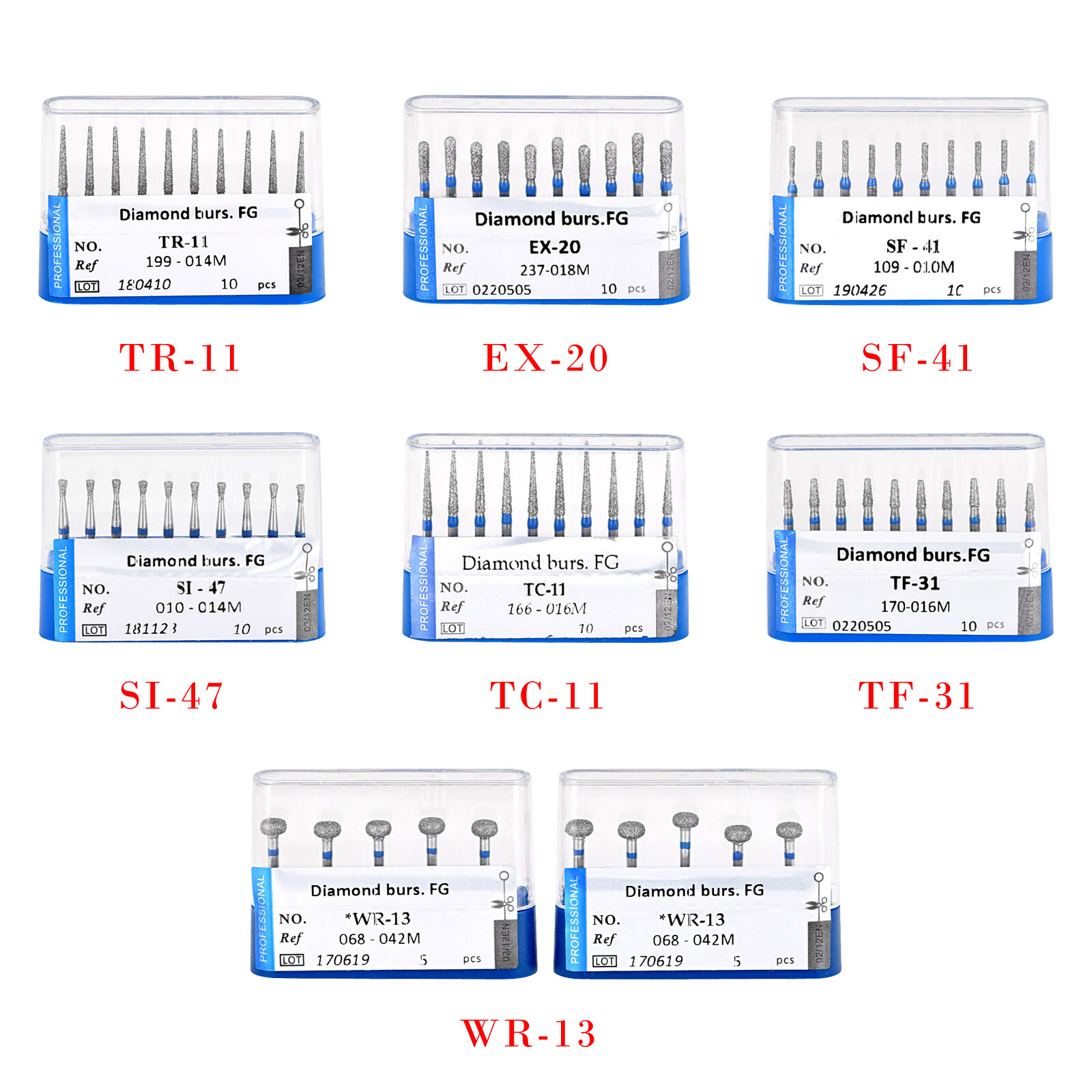 10pcs/Pack Dental Diamond Burs Drill FG Burs for High Speed Contra Angle 1.6mm