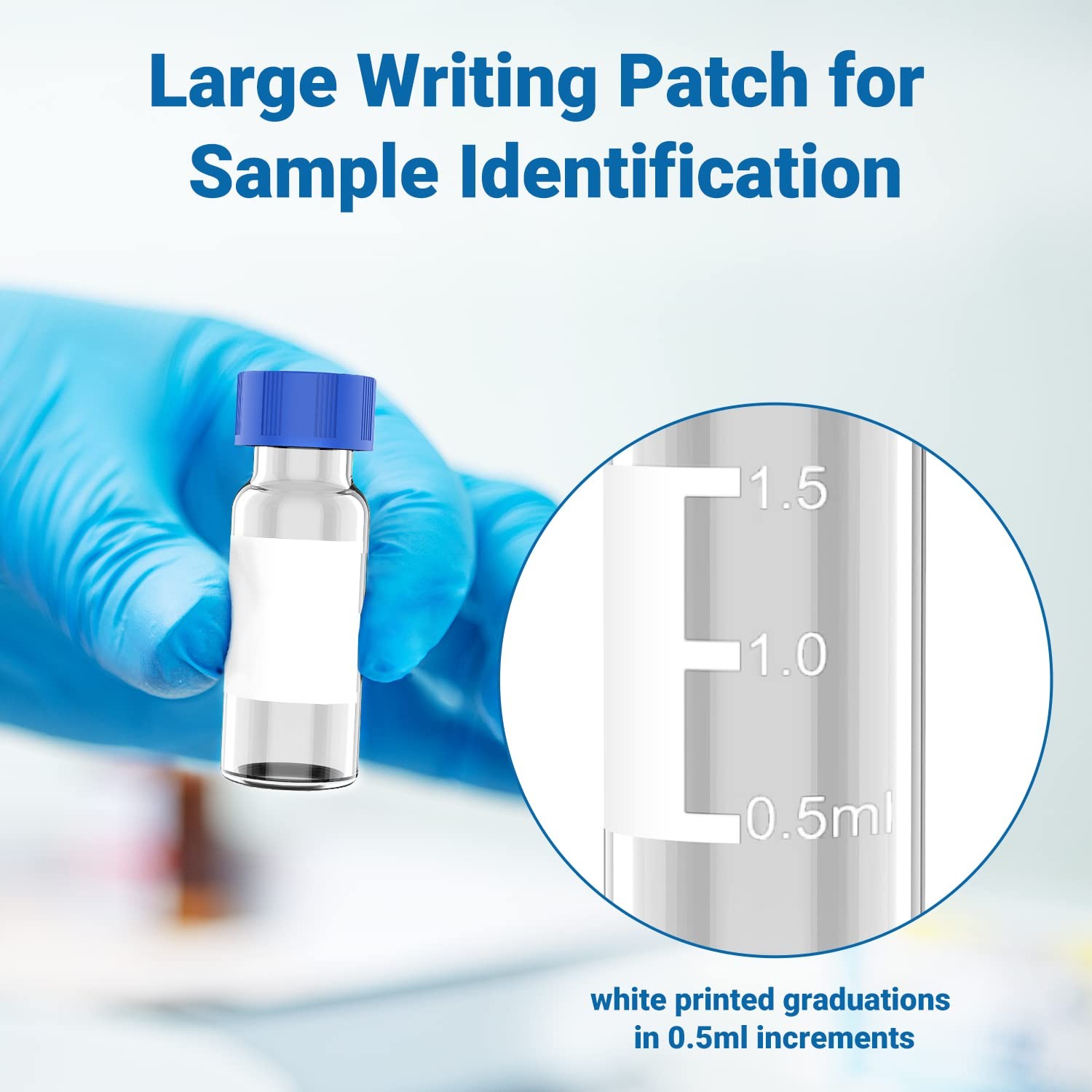 1000Pcs 2ml Autosampler Vial Glass Sample vials Lab Vial HPLC GC w/ Screw Caps
