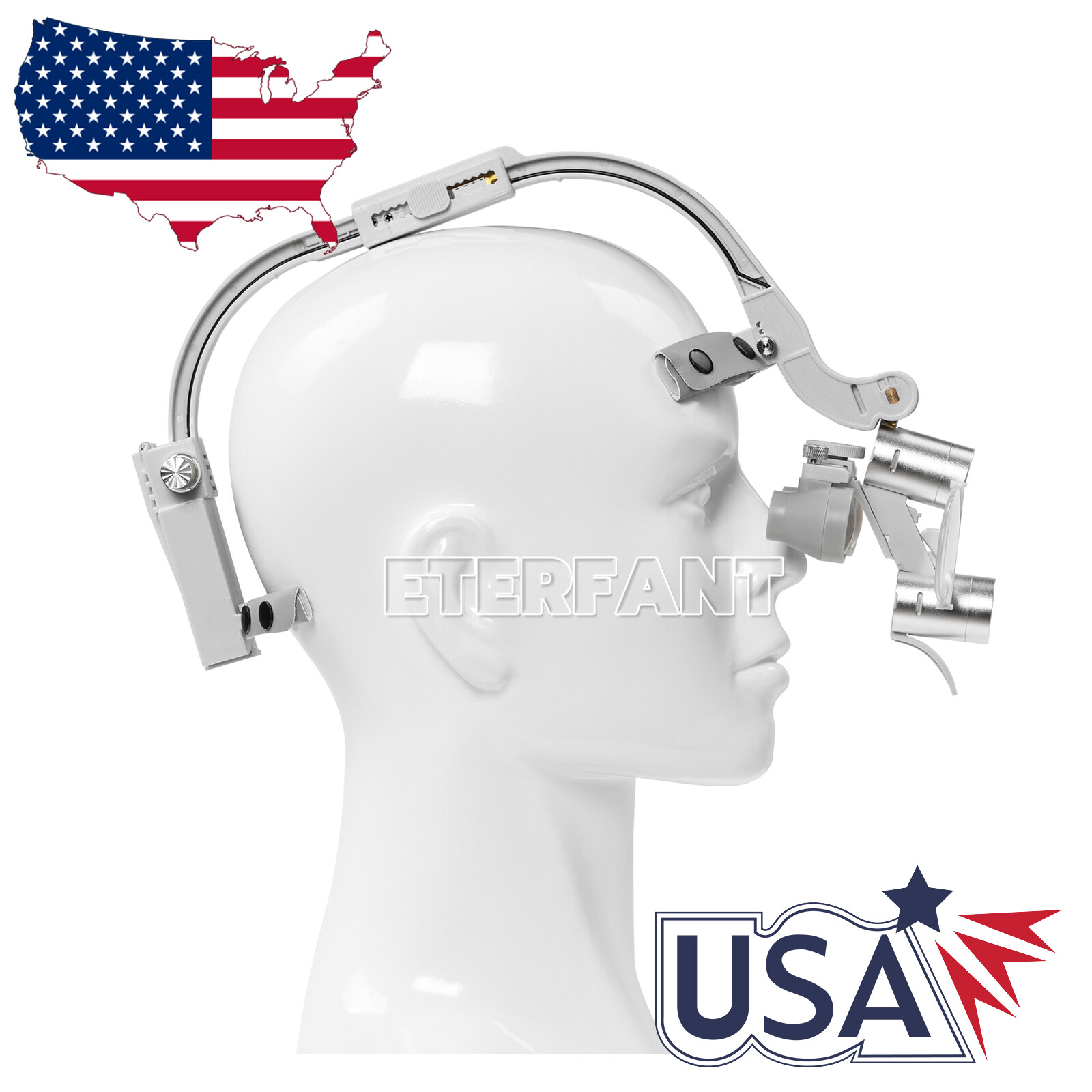ETERFANT Dental 3.5X Headband Binocular Loupes+5W Dual LED Head Light 2 Leds