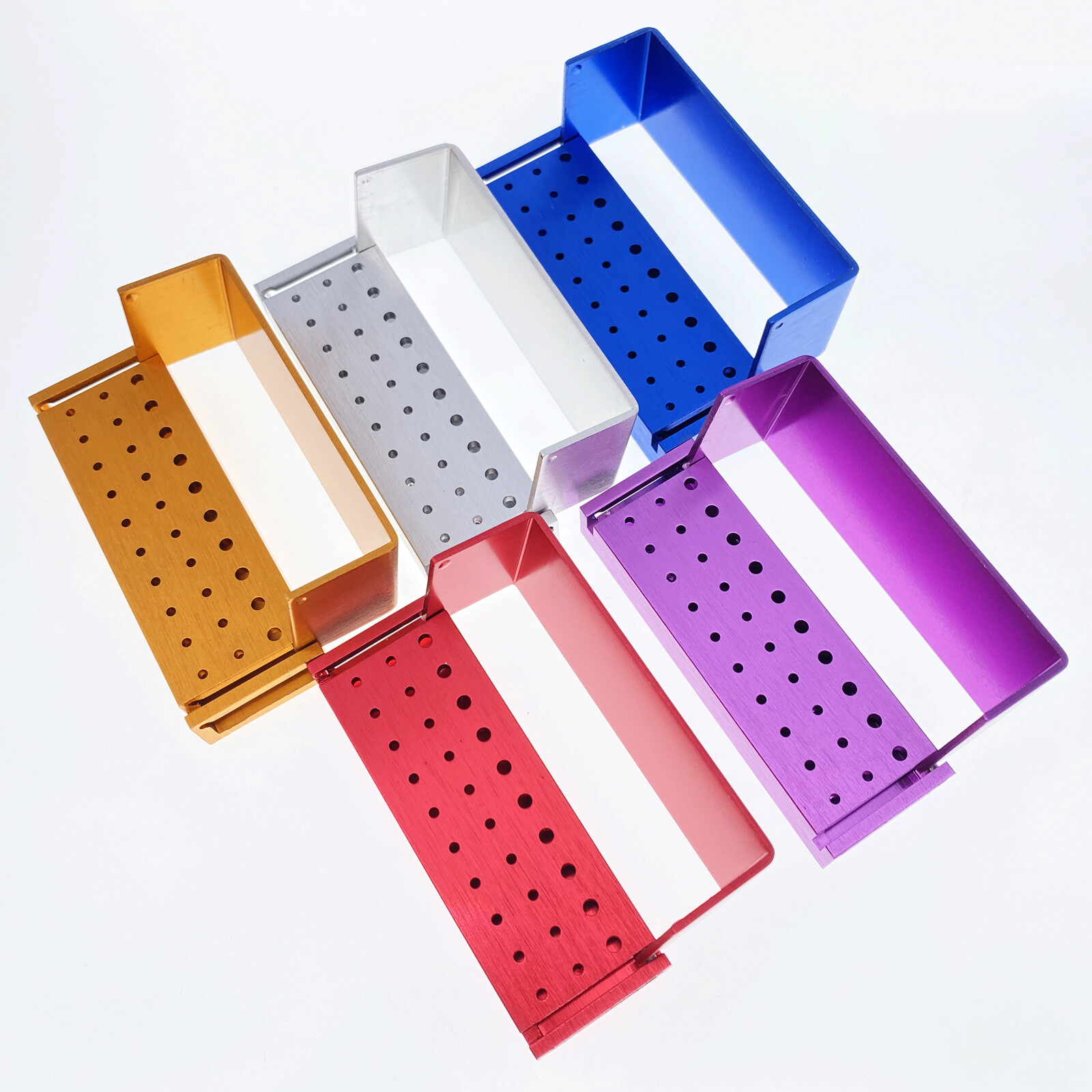 Dental Bur Burs Holder Block Disinfection Box Aluminium Autoclave 30 Holes