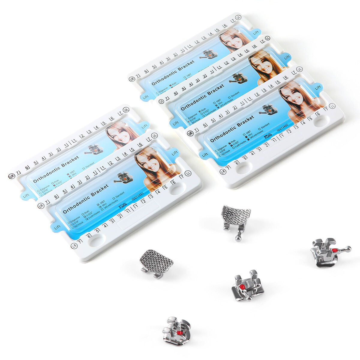 Dental Orthodontic Brackets Metal Mini Roth/MBT.022″/.018″ Hooks 3/345 Mesh Base
