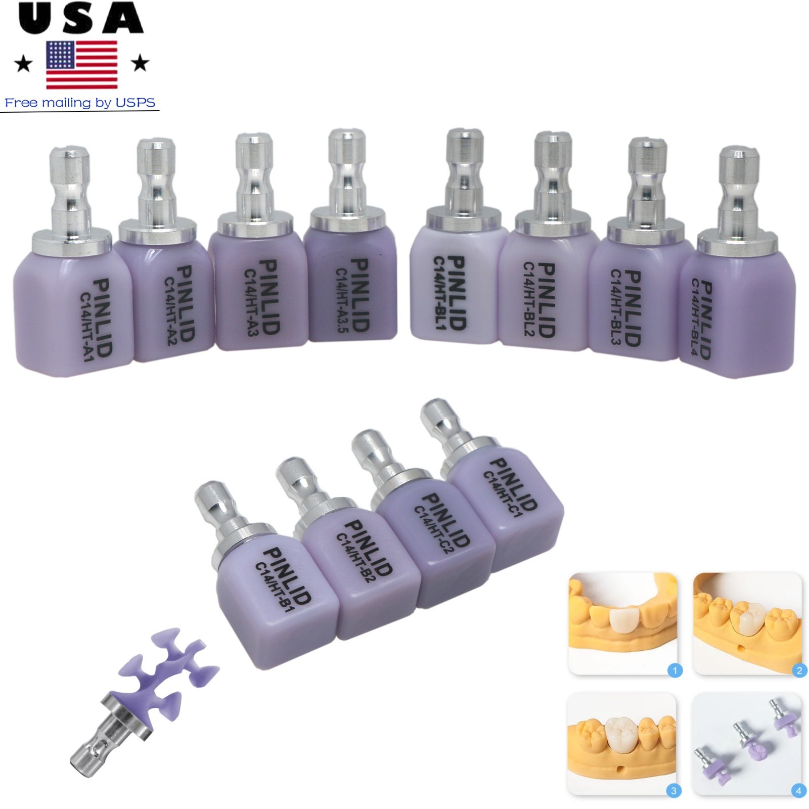 C14 Dental HT/LT Lithium Dislicate Ceramic blocks e.max CAD CEREC Blocks InLab