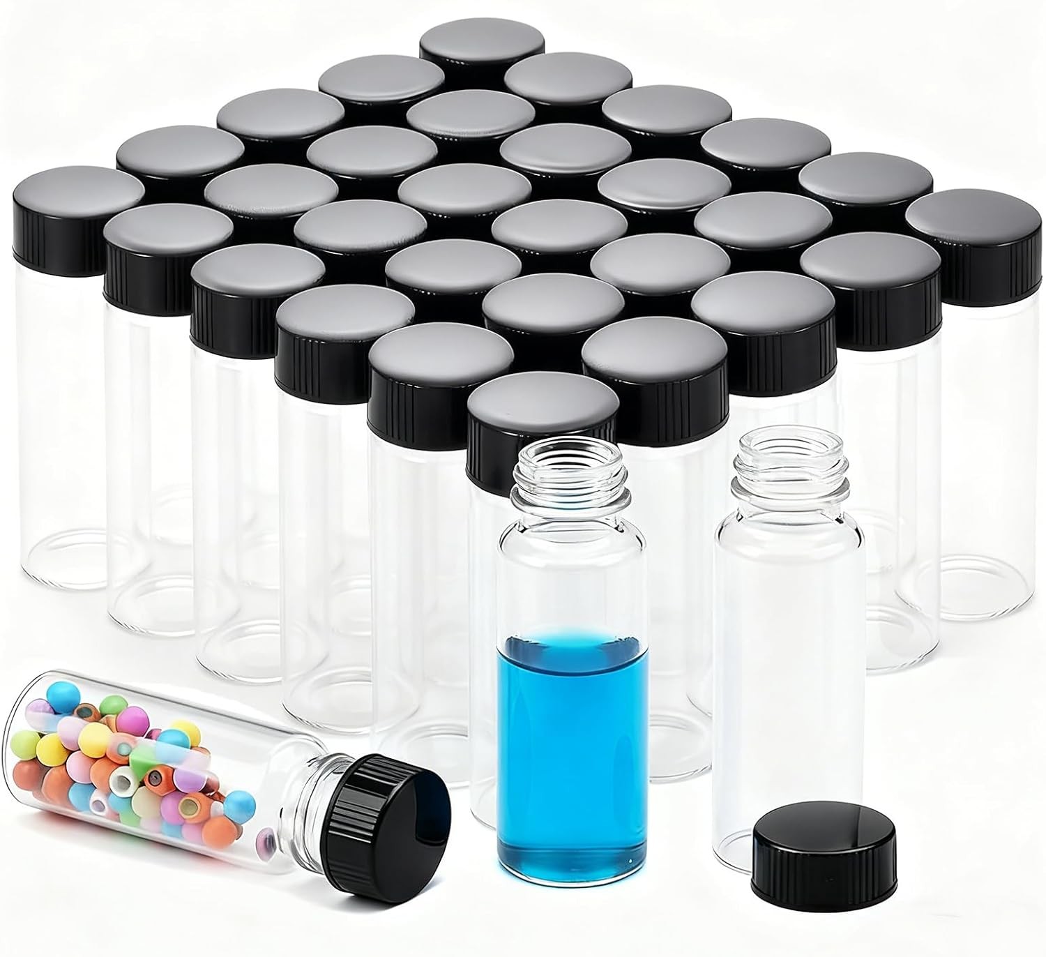 4/10/30ml Glass Vials Clear Sample Vials Lab vials Small Vial with Screw Cap 500