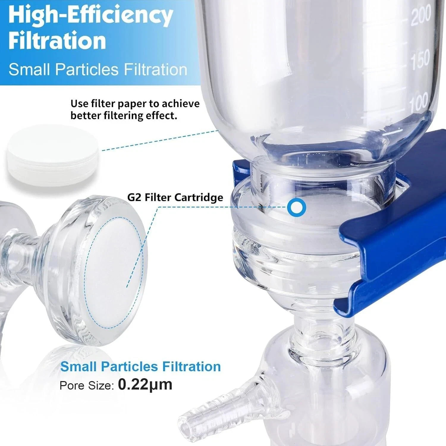 1000mL Lab Vacuum Filtration Flask Glass Suction Filtering Kit Base Funnel Clamp