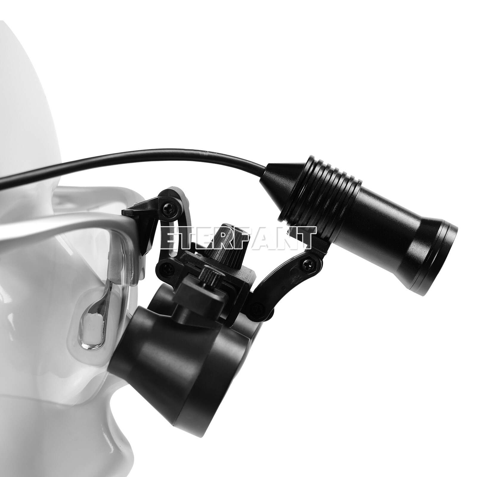 ETERFANT 3.5X Dental HD Binocular Magnifier Loupes Silver+5W LED Head Light Lamp