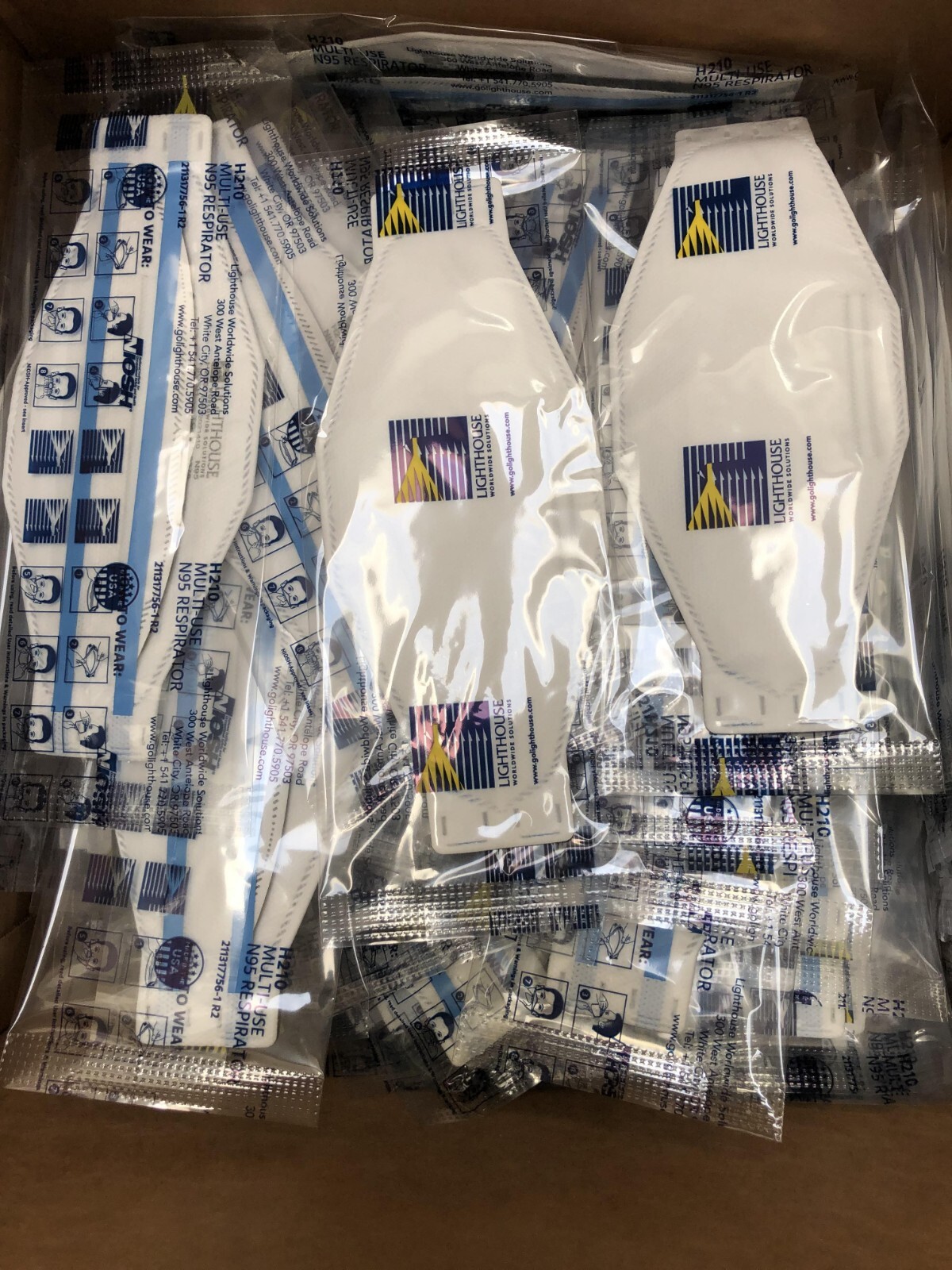 N95 FaceMask Respirator Individual Made In USA 50 PCS Sealed LightHouse SHIPFAST