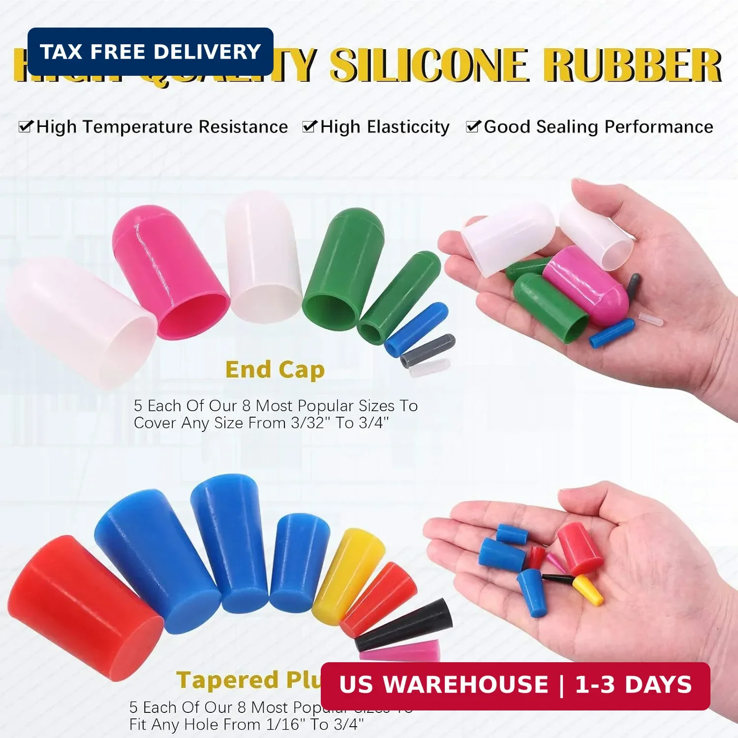 80Pcs Silicone Rubber Tapered Stopper Plug and Protective End Cap Assortment Kit