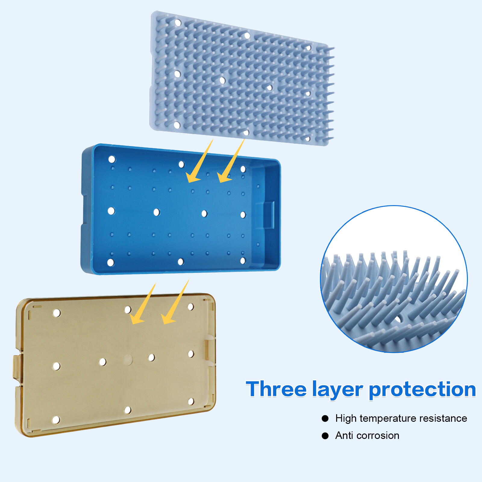 Autoclave Sterilization Tray Case Box with Silicone Pad for Surgical Instruments