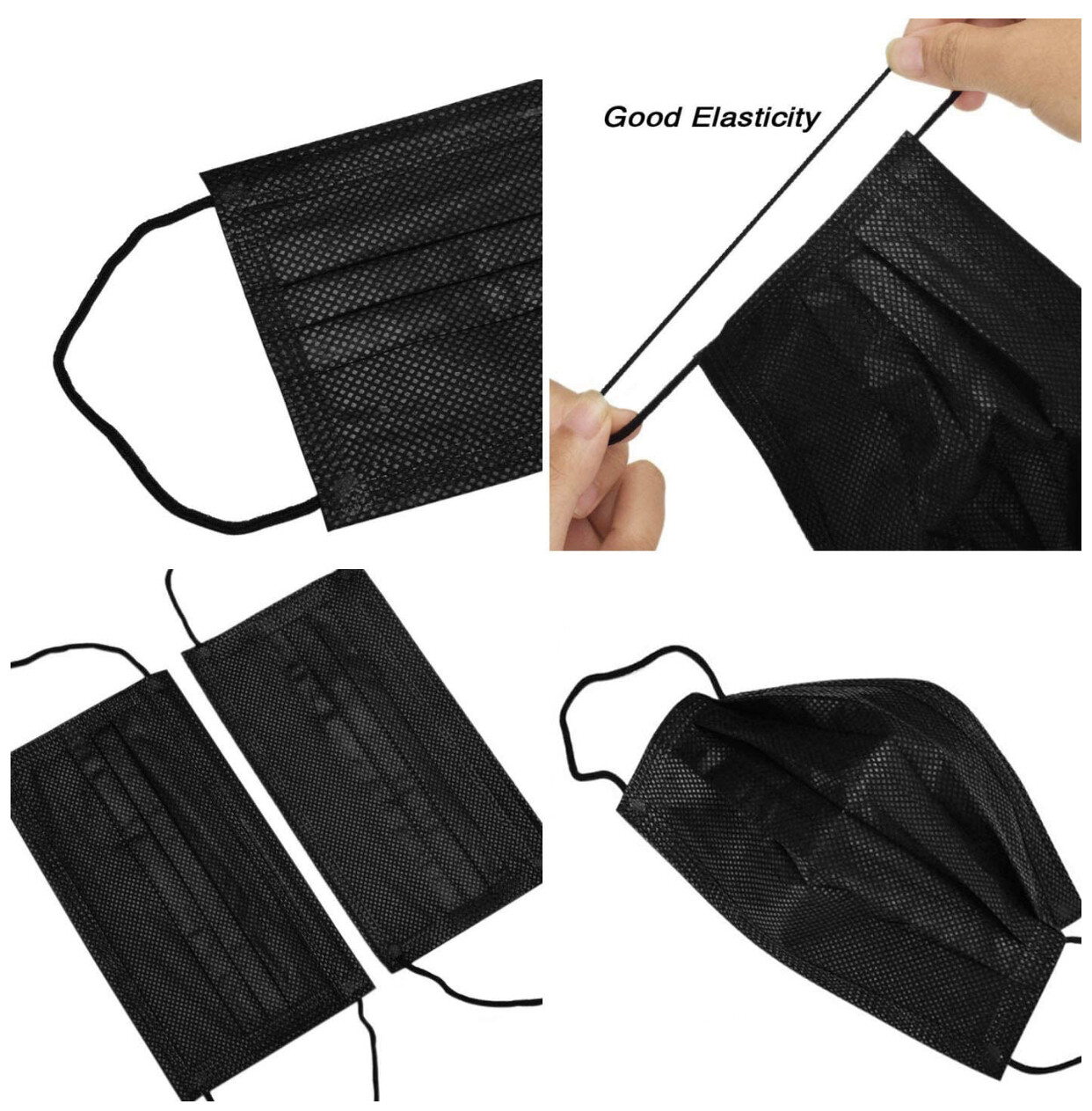 [100 PCS] Black 3-Ply Disposable Protectiv non-Medical Face Mask Earloop Mouth