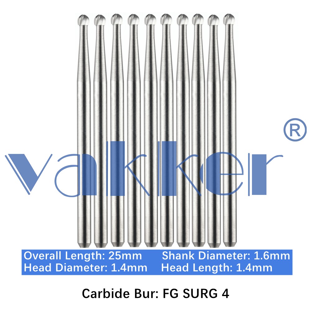 10/Pk Dental Surgical Round Burs 2 4 6 8 FG SURG 25mm Carbide Bur for High Speed