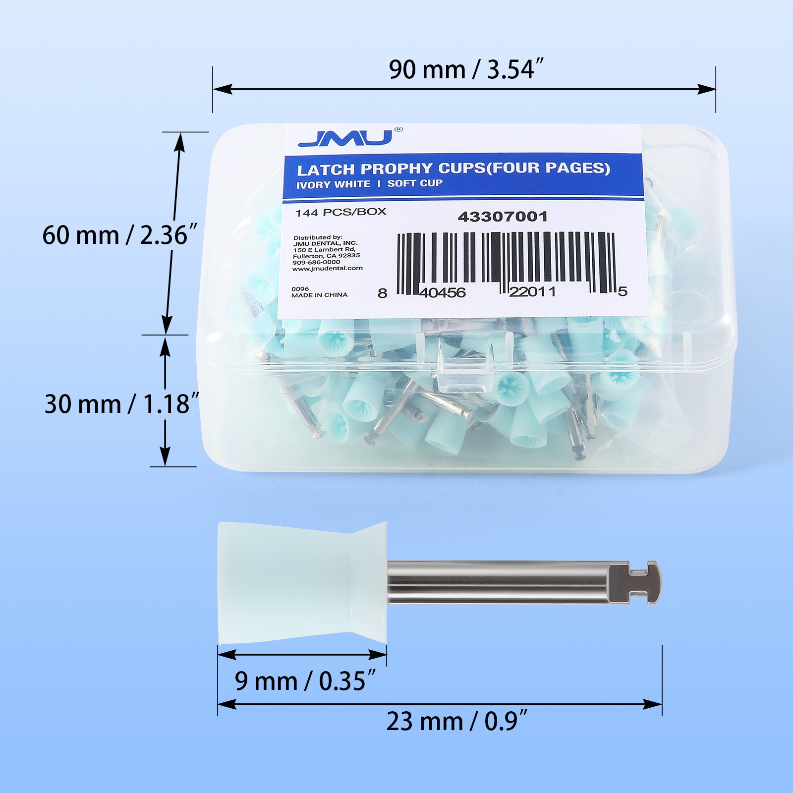 144pcs JMU Dental Prophy Polishing Cup Cups For Contra Angle Handpiece Latch