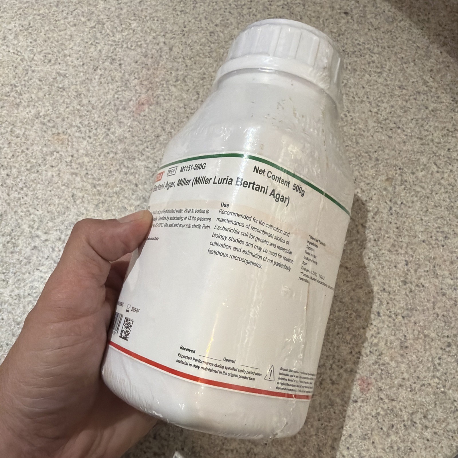 HiMedia Luria Bertani Agar Miller 500g | Laboratory Reagent M1151-500G USA SHIP!