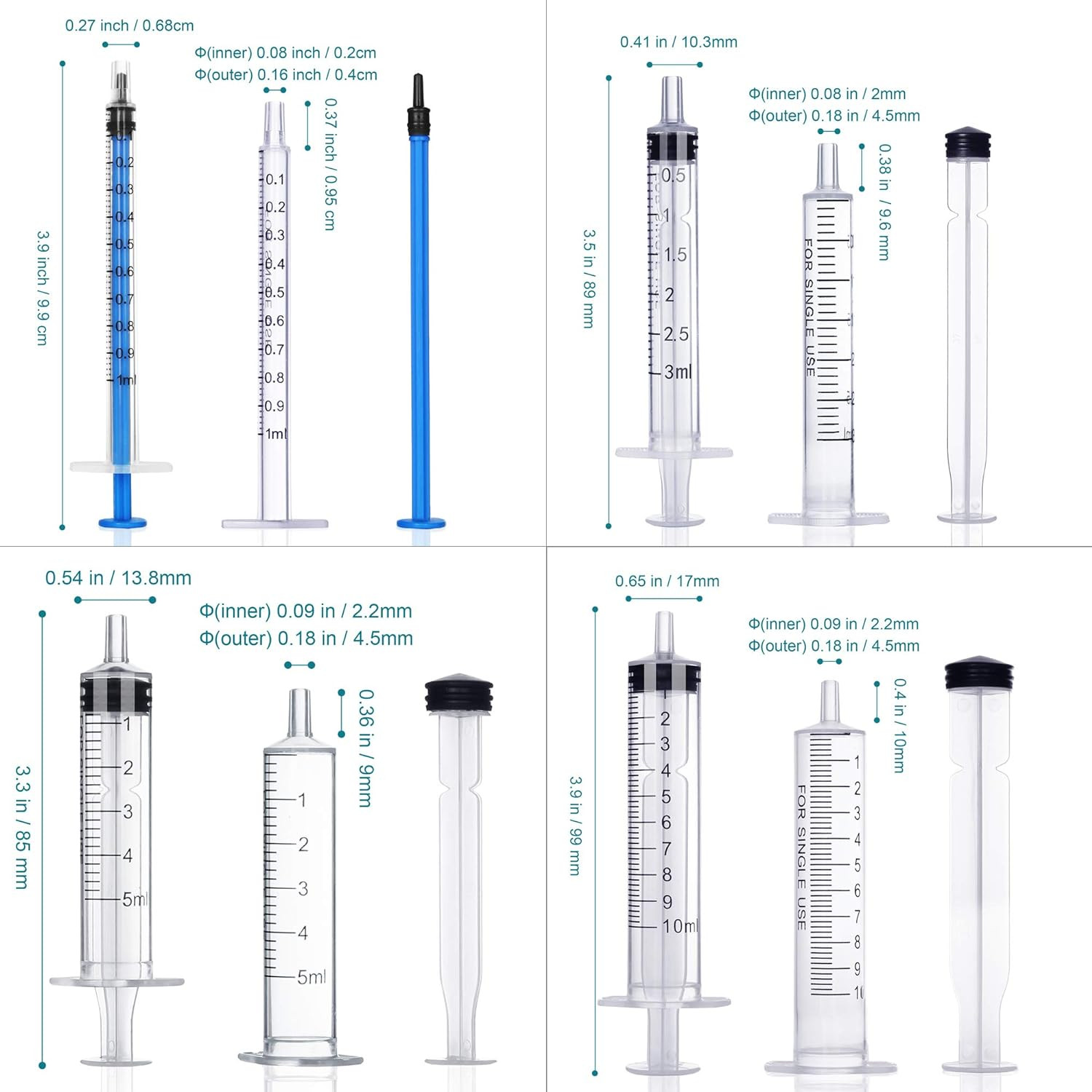 20Pack 1Ml / 3Ml / 5Ml / 10Ml Syringe without Needle – Small Plastic Syringes St