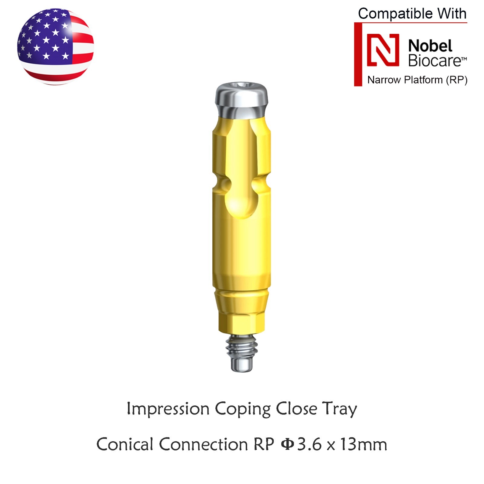 US Dental Nobel Biocare Active Impression Transfer Coping Open/Close Tray NP/RP