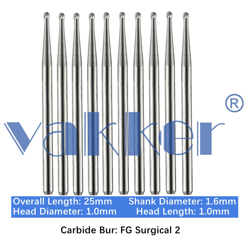 10/Pk Dental Surgical Round Burs 2 4 6 8 FG SURG 25mm Carbide Bur for High Speed