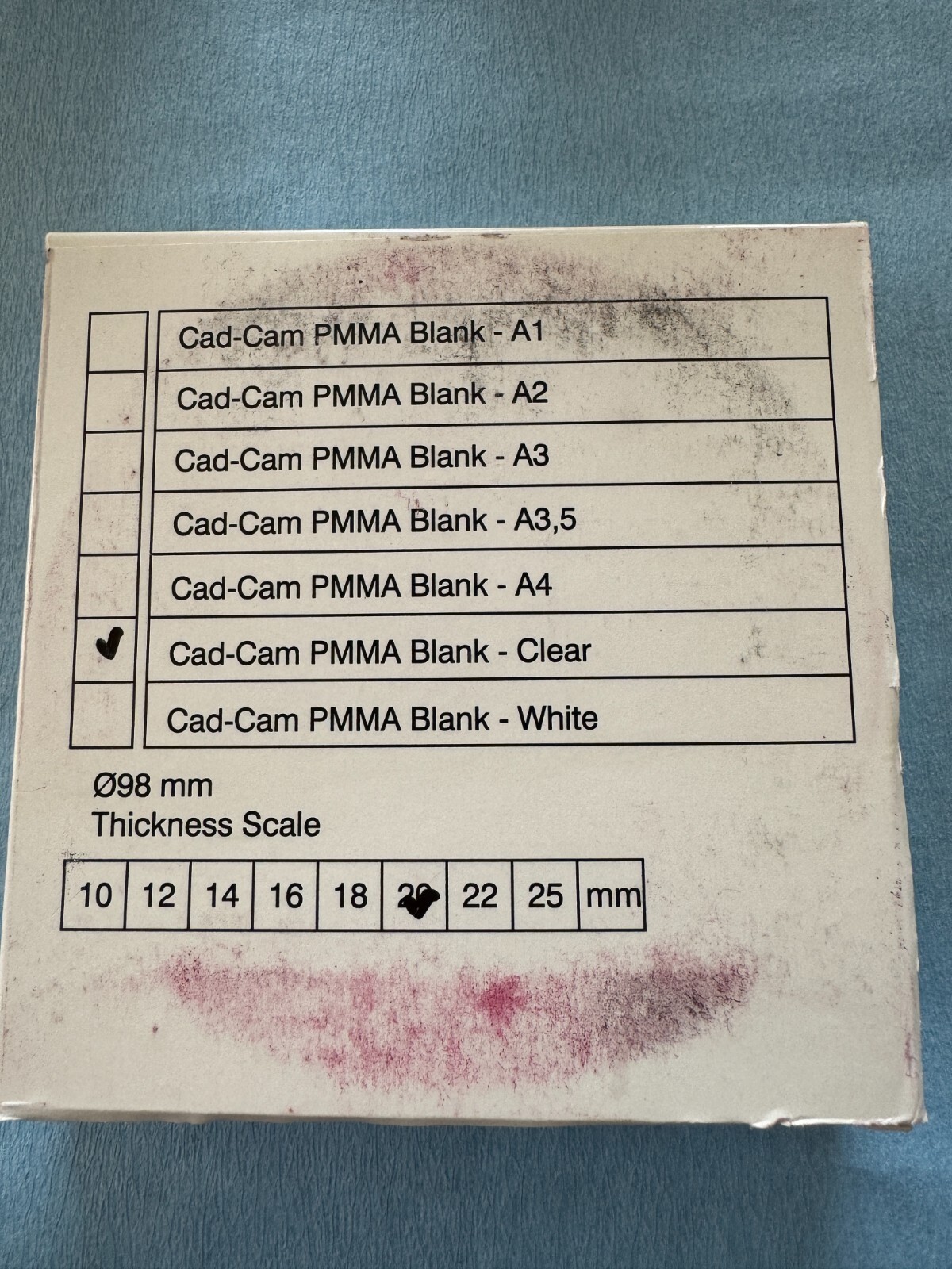 Vivid PMMA Milling Disc 98mm x 20mm – Blank/Clear – Lot of 2 discs