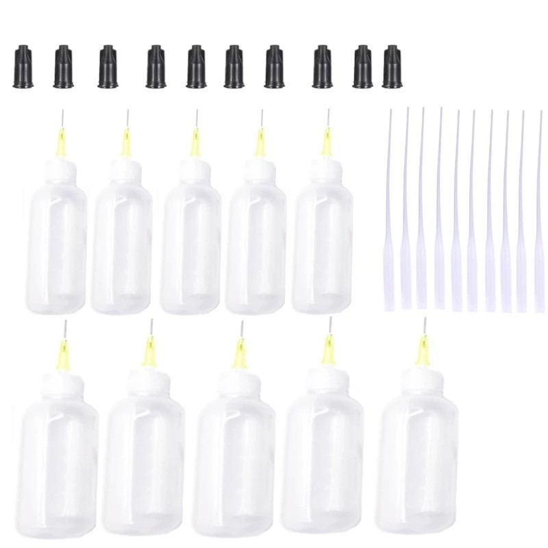6 Pack Needle Tip Squeeze Bottle 50mL,Precision Gun Oil Bottle, Needle Oiler &