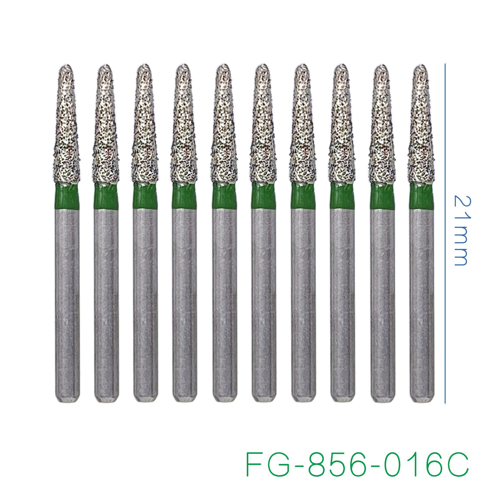 Dental Diamond Burs FG 856/016C Round End Taper Coarse Grit Green High Speed Bur