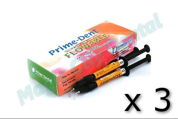 Prime-Dent Flowable Light Cure Dental B1 4-Syringe Kit #004-010B1 (Set of 3)