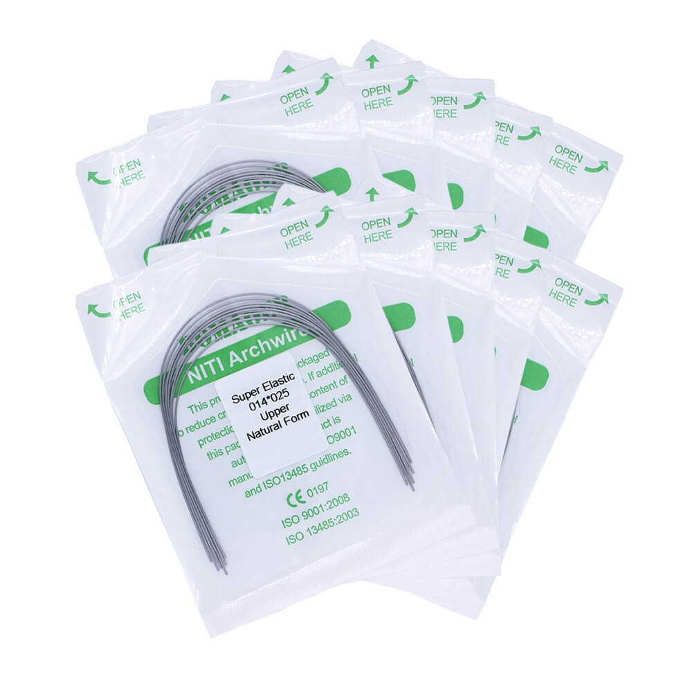 10×Dental Ortho Super Elastic Niti Rectangular Arch Wires Natural 14×25Upper