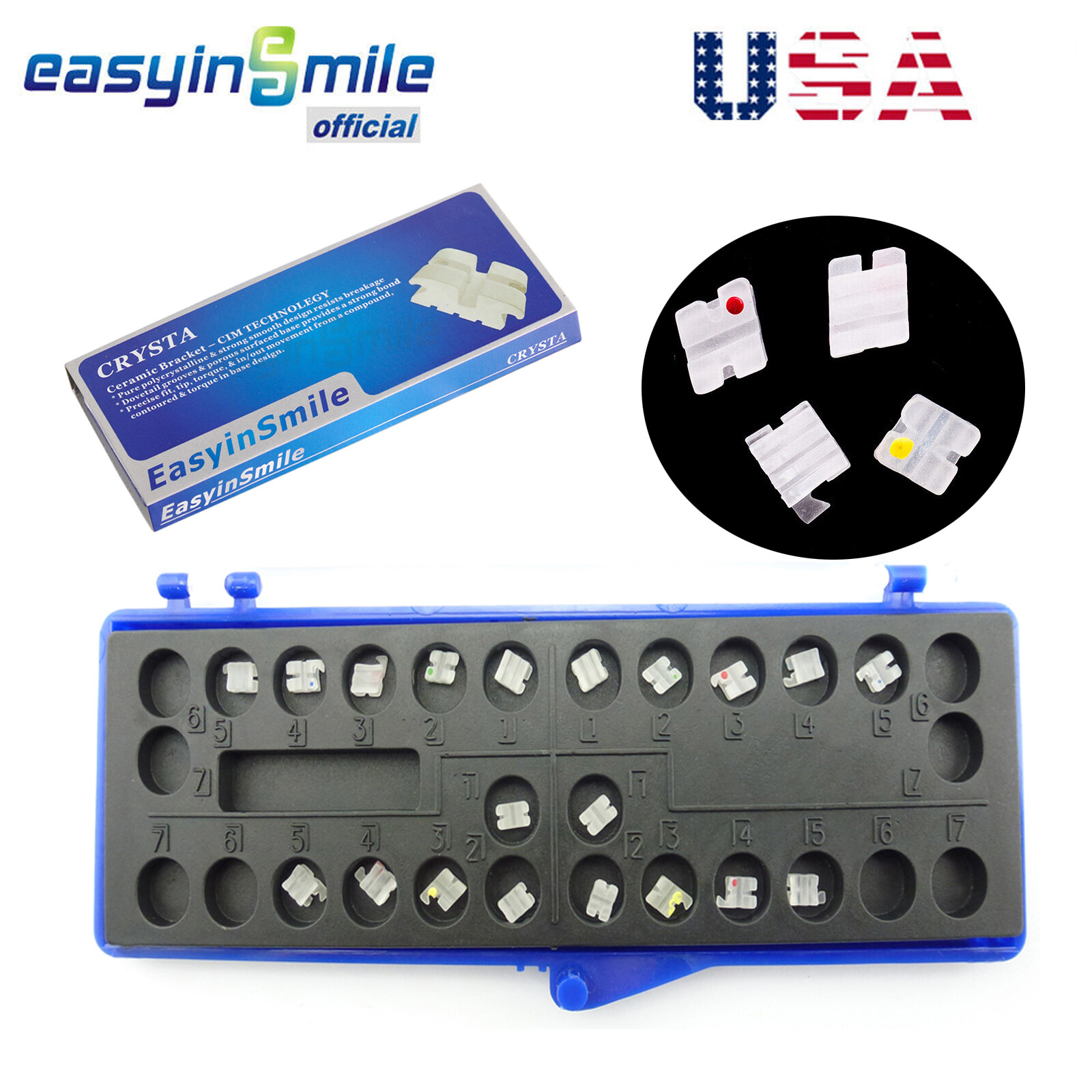 Dental Orthodontic Brackets Ceramic Clear Braces Roth/MBT Slot.022 Hooks 3-4-5