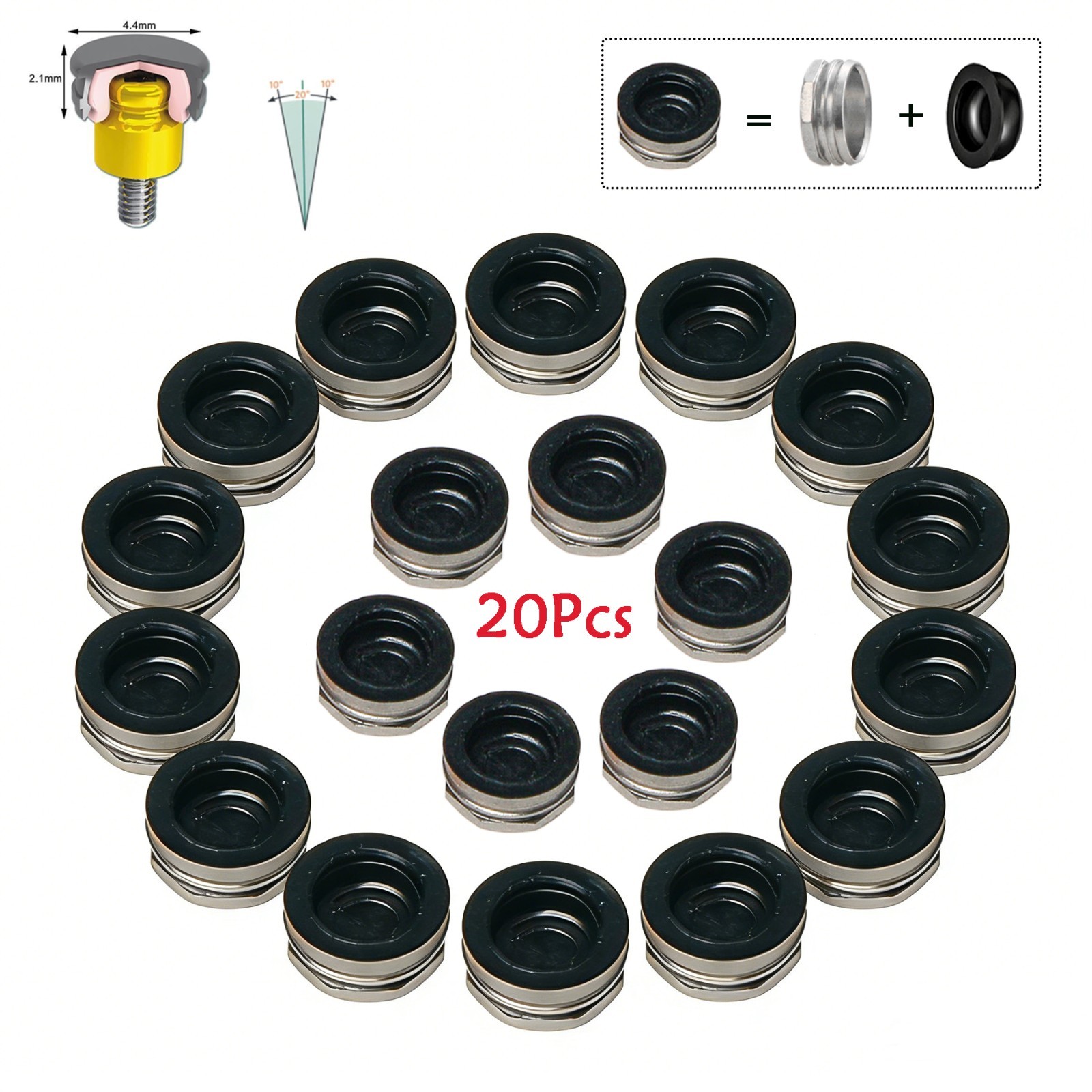 20Pcs US Dental Locator Replacement Metal Housing &Lab Processing cap Assembly
