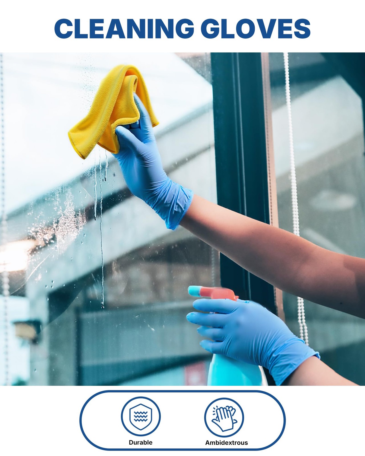 Schneider Blue Vinyl Synthetic Exam Gloves, Medium, Box of 100, 4 Mil,