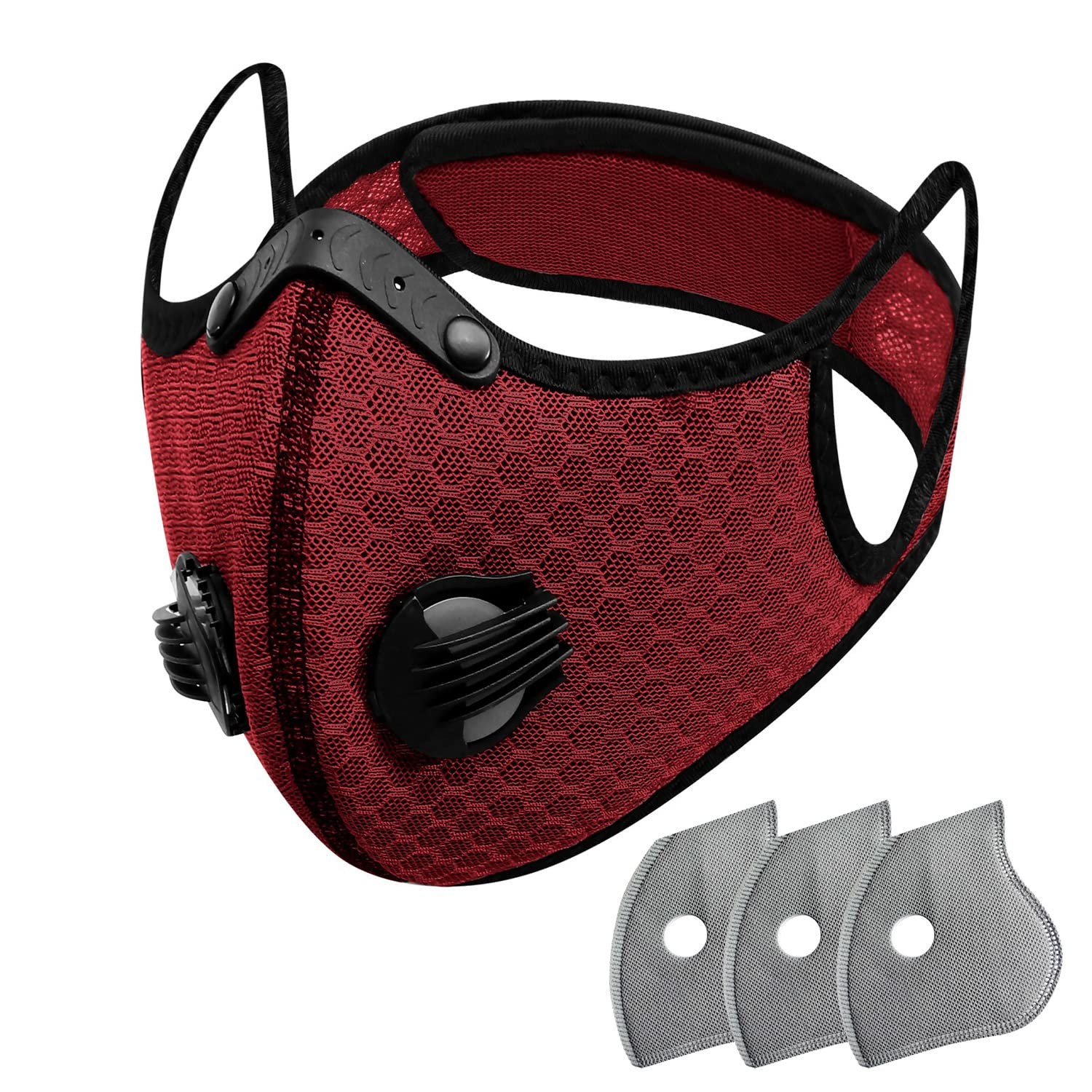 Dust Face Mask Anti-Fog Outdoor Cool Sports Mask Reusable Face Protection (Wine)