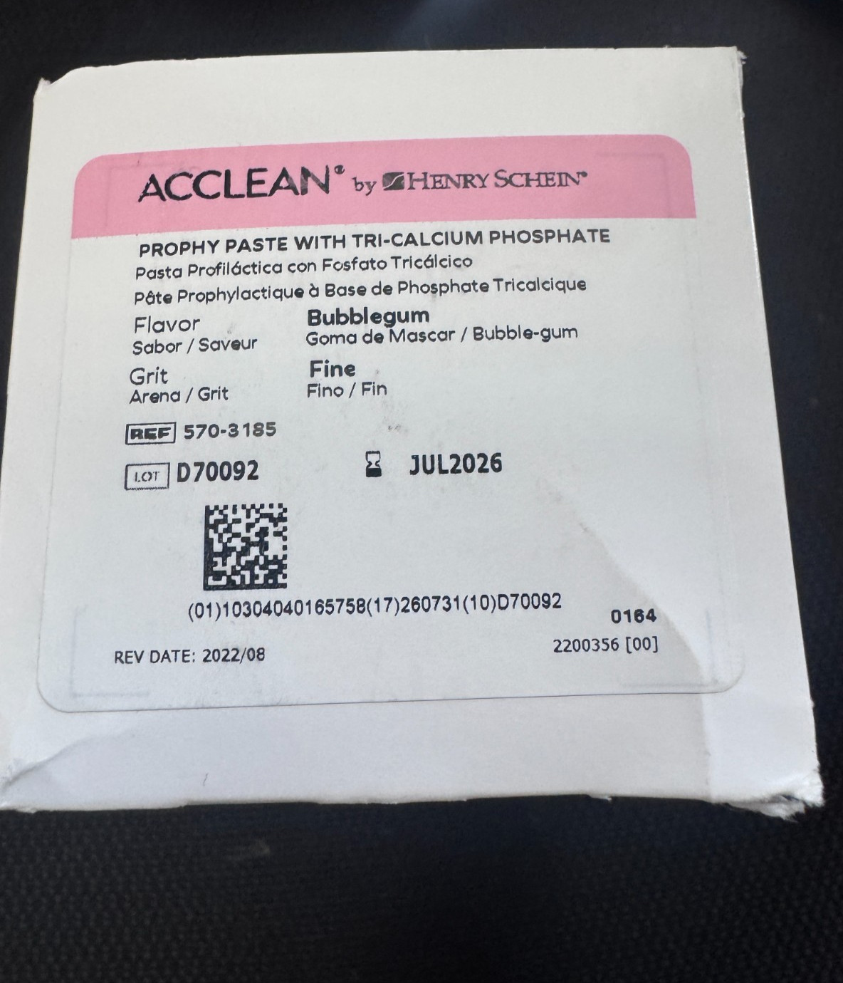Acclean with TCP Prophy Paste Fine Bubblegum 200/Bx EXP JUL26